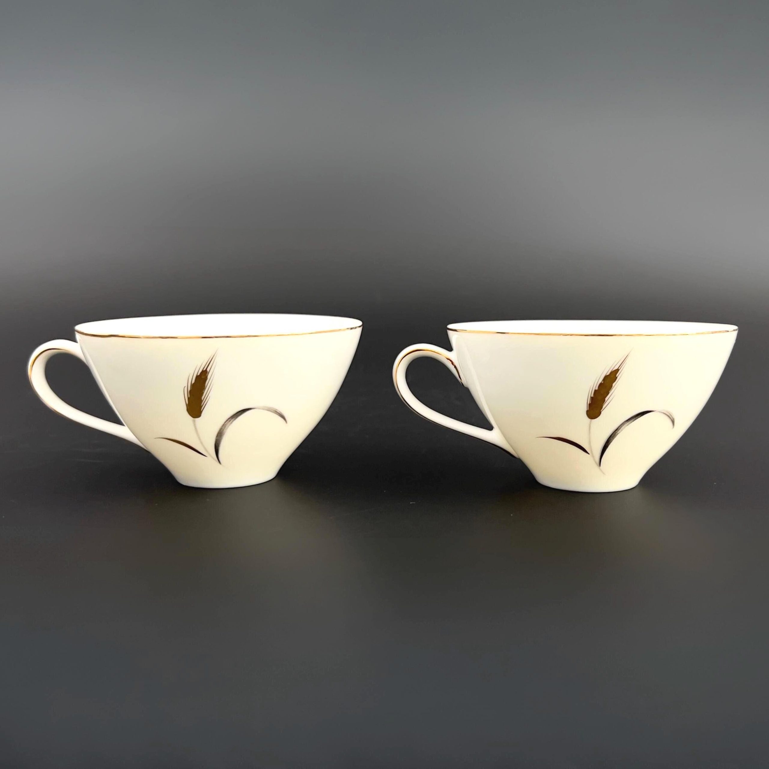 Midcentury CTSI Bone China Tea Set: Gold & Silver Wheat, 2 Settings - Image 5