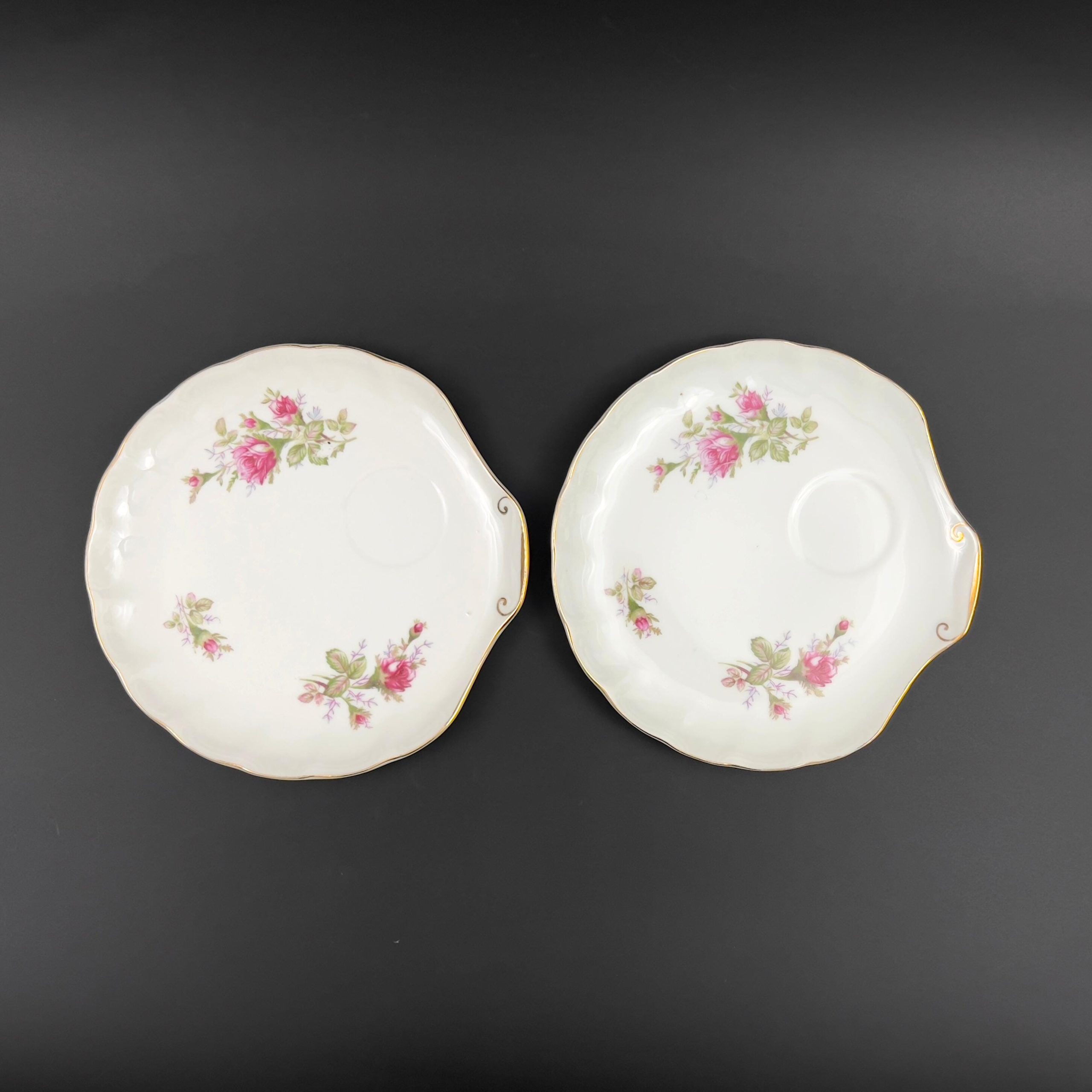 Vintage Ucagco Moss Rose Tea Set: Mid-Century Snack Plate & Footed Cup - Image 7