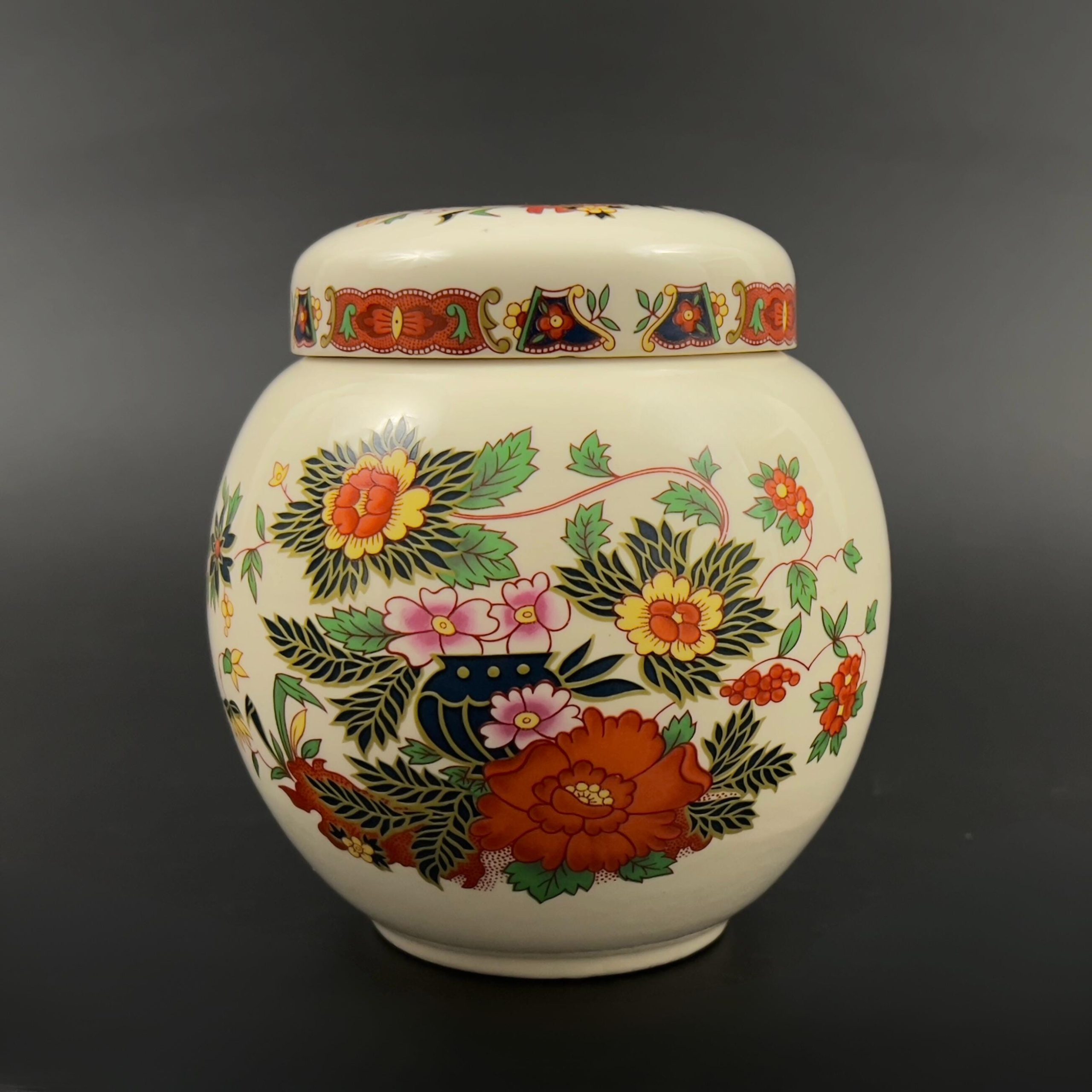 Vintage Sadler Floral Ginger Jar with Lid - English Indian Tree Pattern - Image 4