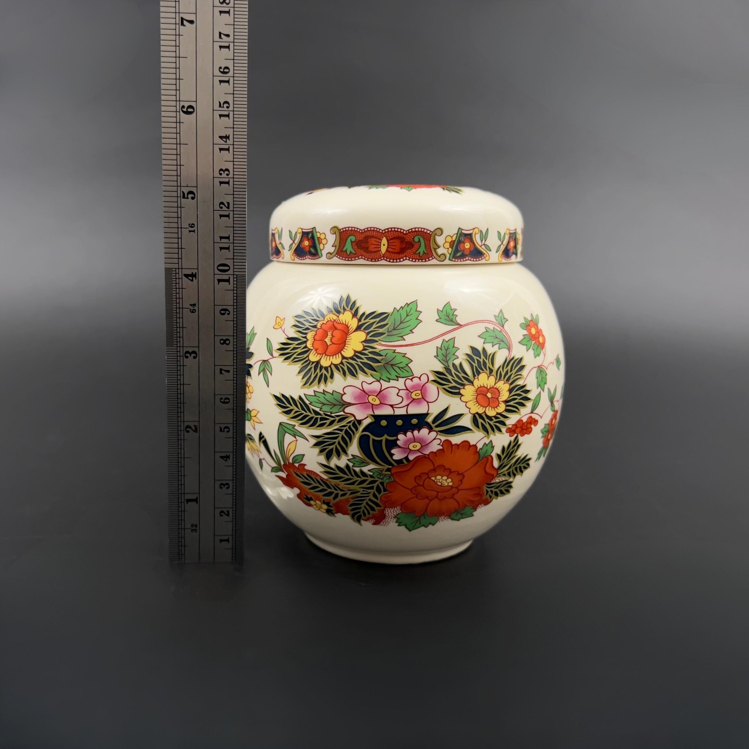 Vintage Sadler Floral Ginger Jar with Lid - English Indian Tree Pattern - Image 8