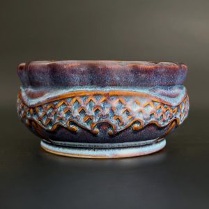 Vintage Studio Pottery Bowl: 8" Sculptural Relief, Mid-Century Centerpiece