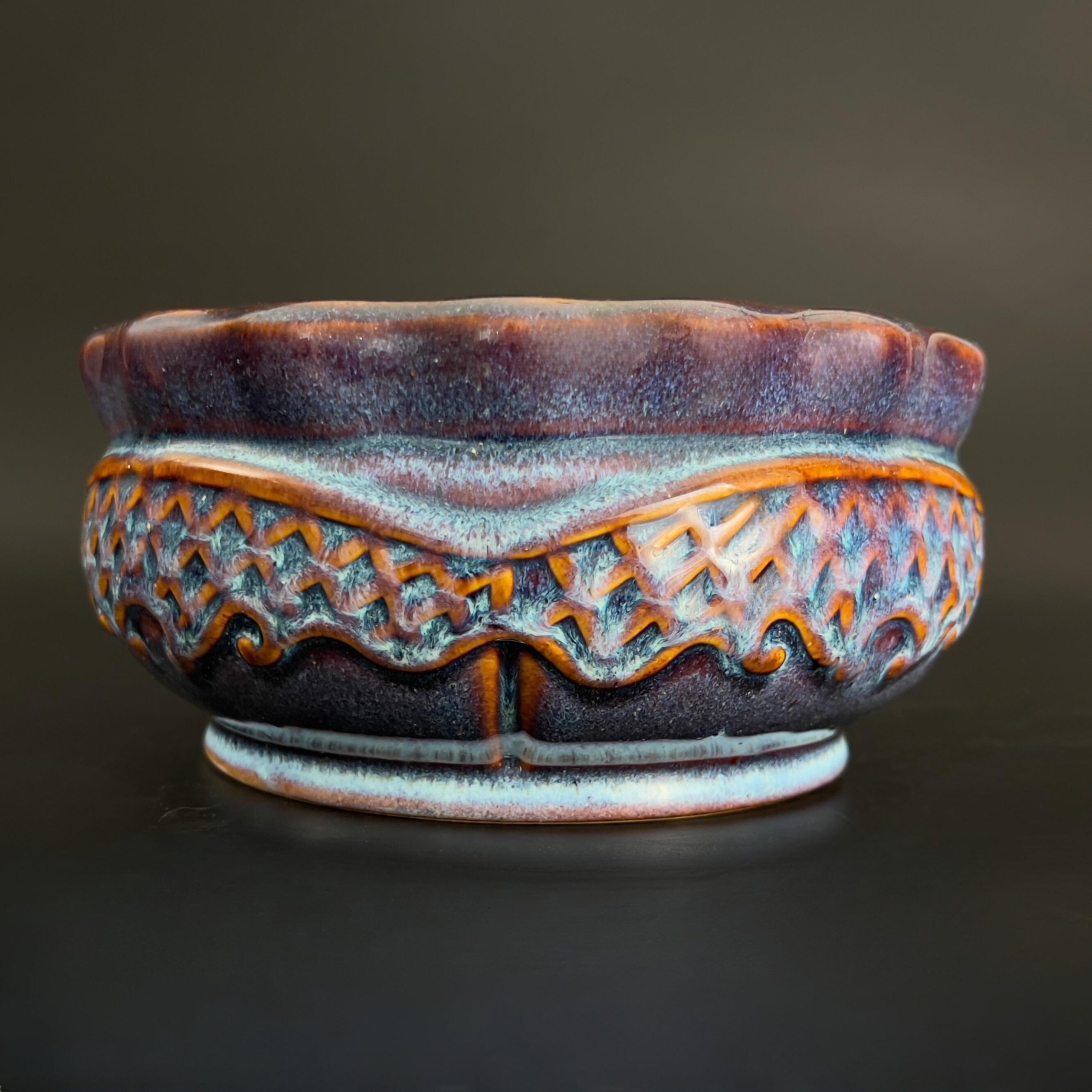 Vintage Studio Pottery Bowl: 8" Sculptural Relief, Mid-Century Centerpiece - Image 3