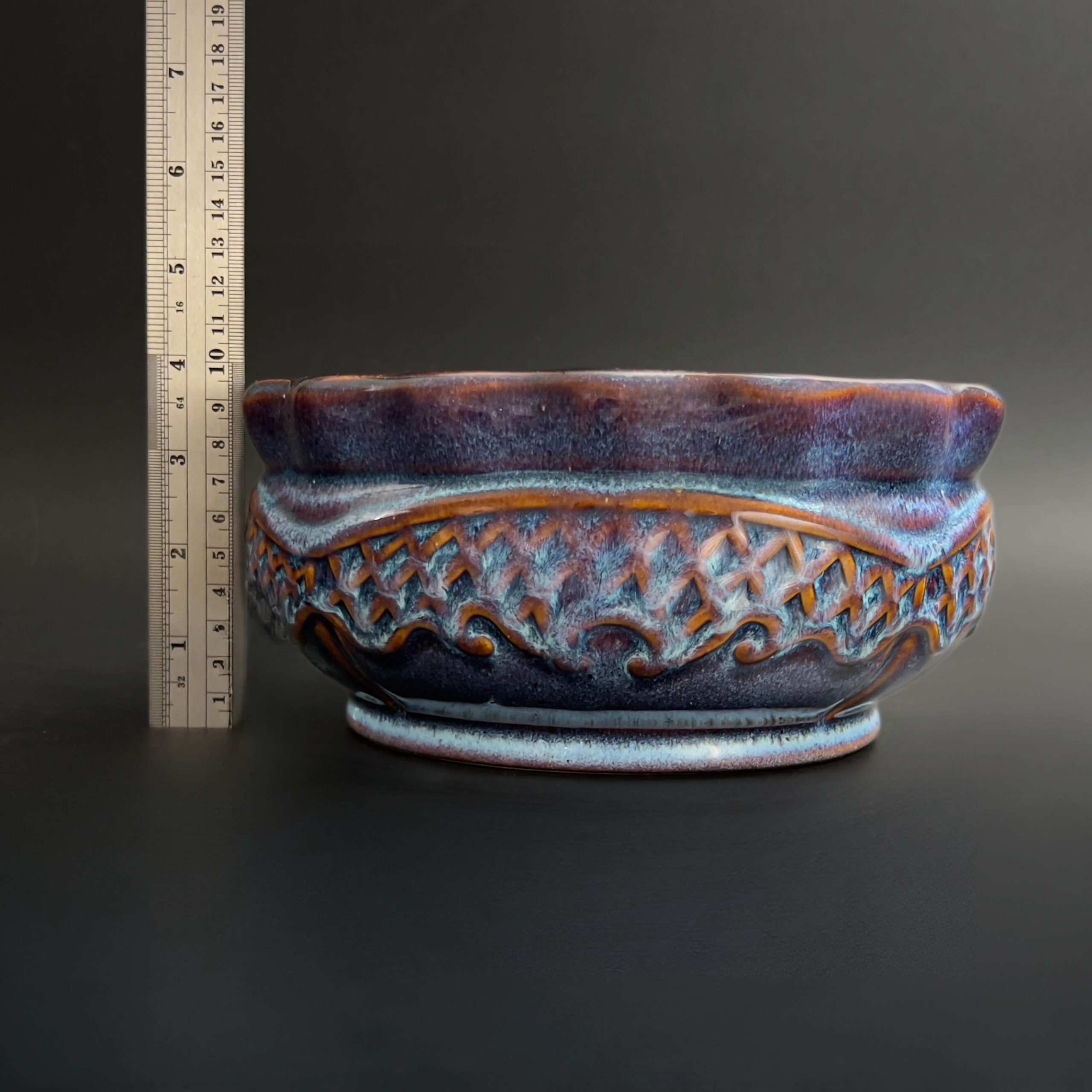 Vintage Studio Pottery Bowl: 8" Sculptural Relief, Mid-Century Centerpiece - Image 10