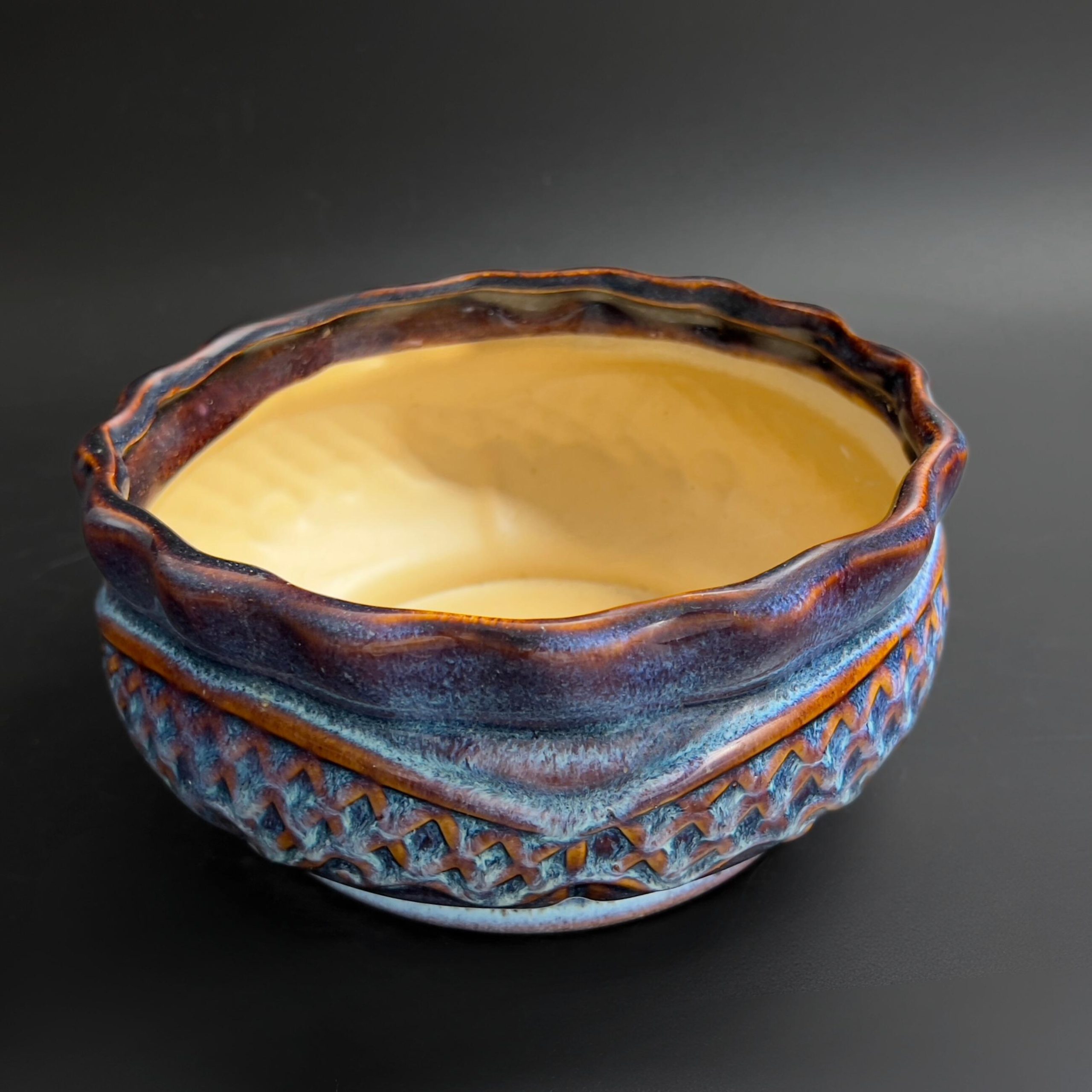 Vintage Studio Pottery Bowl: 8" Sculptural Relief, Mid-Century Centerpiece - Image 4