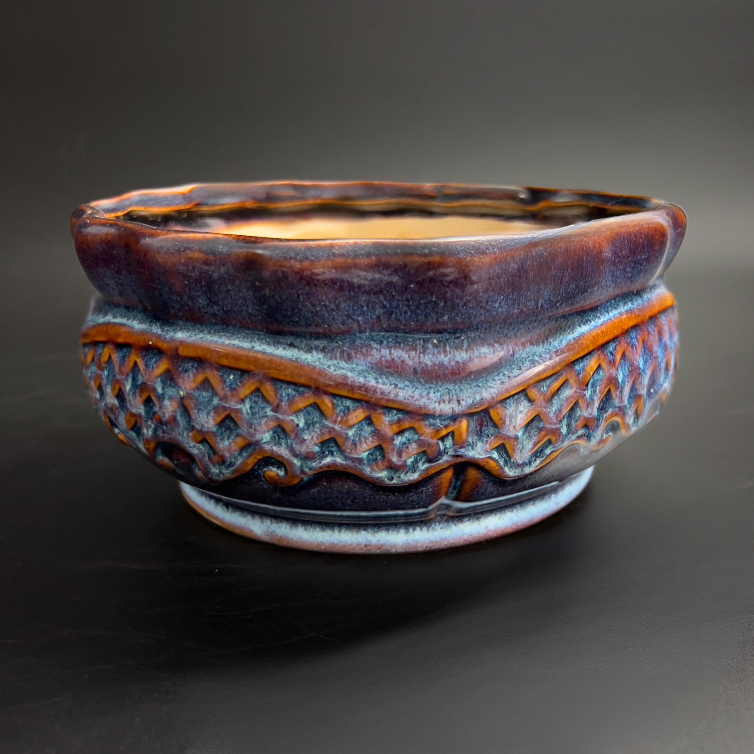 Vintage Studio Pottery Bowl: 8" Sculptural Relief, Mid-Century Centerpiece - Image 6