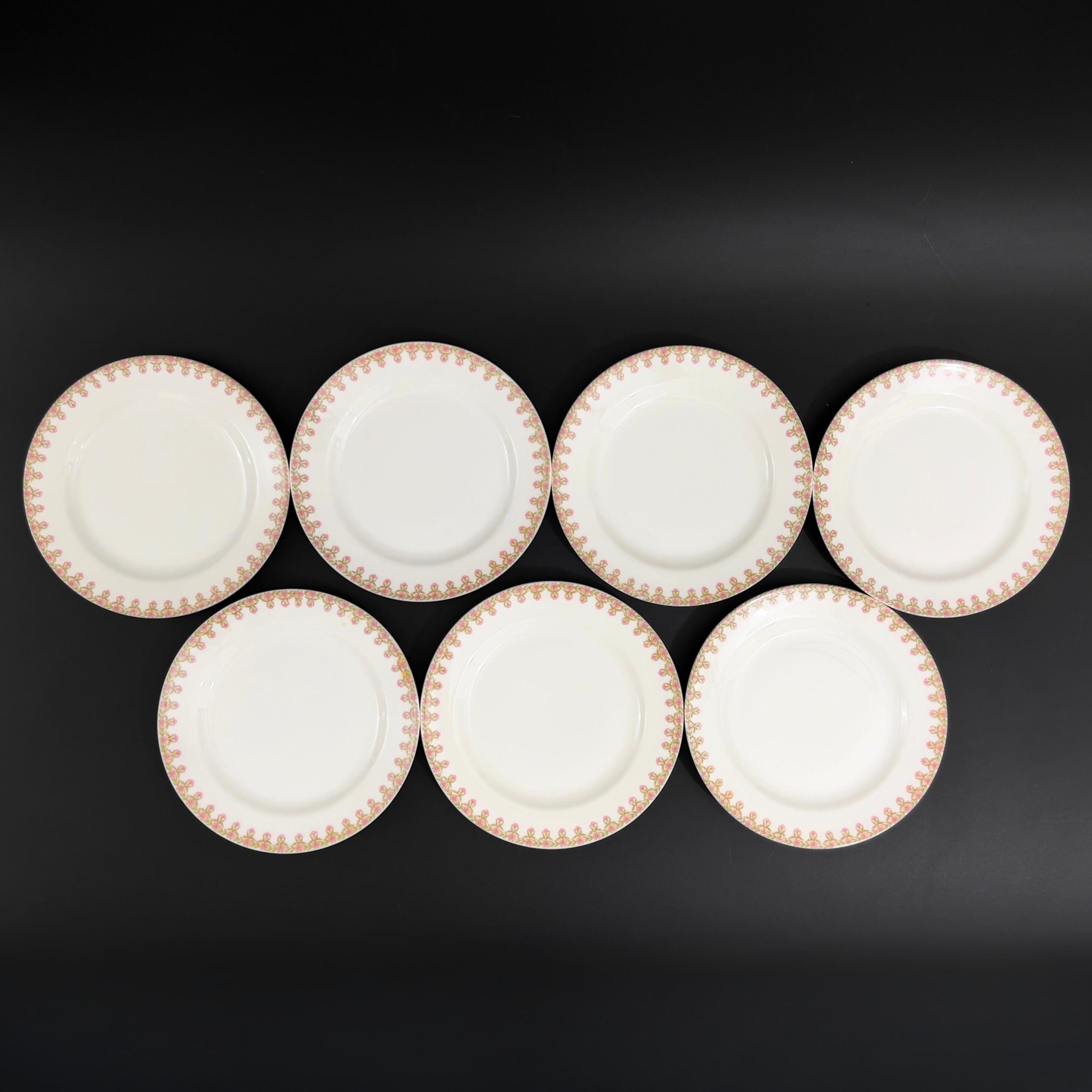 Antique Haviland Limoges Plates (Set of 7): Pink Roses, Schleiger 294 - Image 3