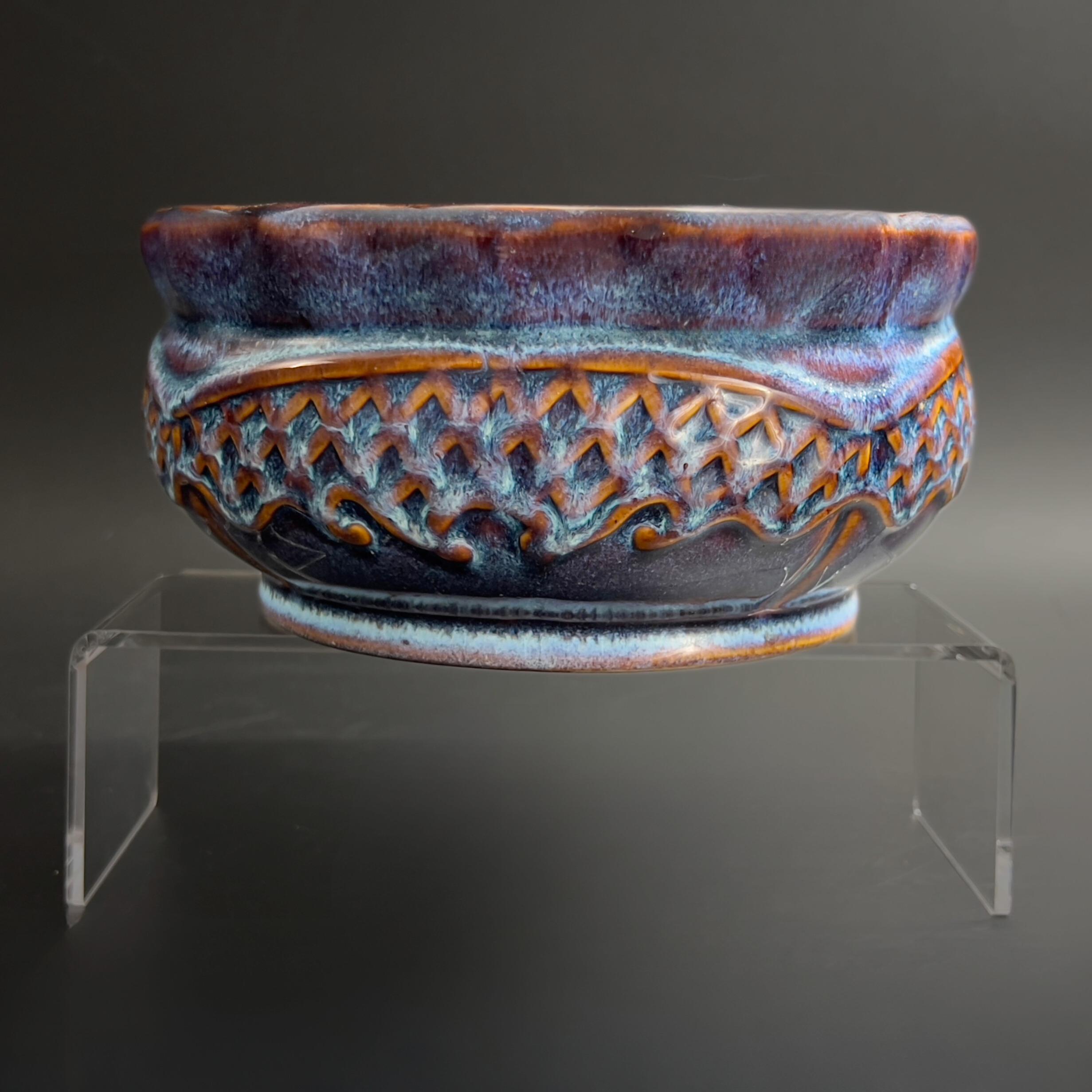 Vintage Studio Pottery Bowl: 8" Sculptural Relief, Mid-Century Centerpiece - Image 8
