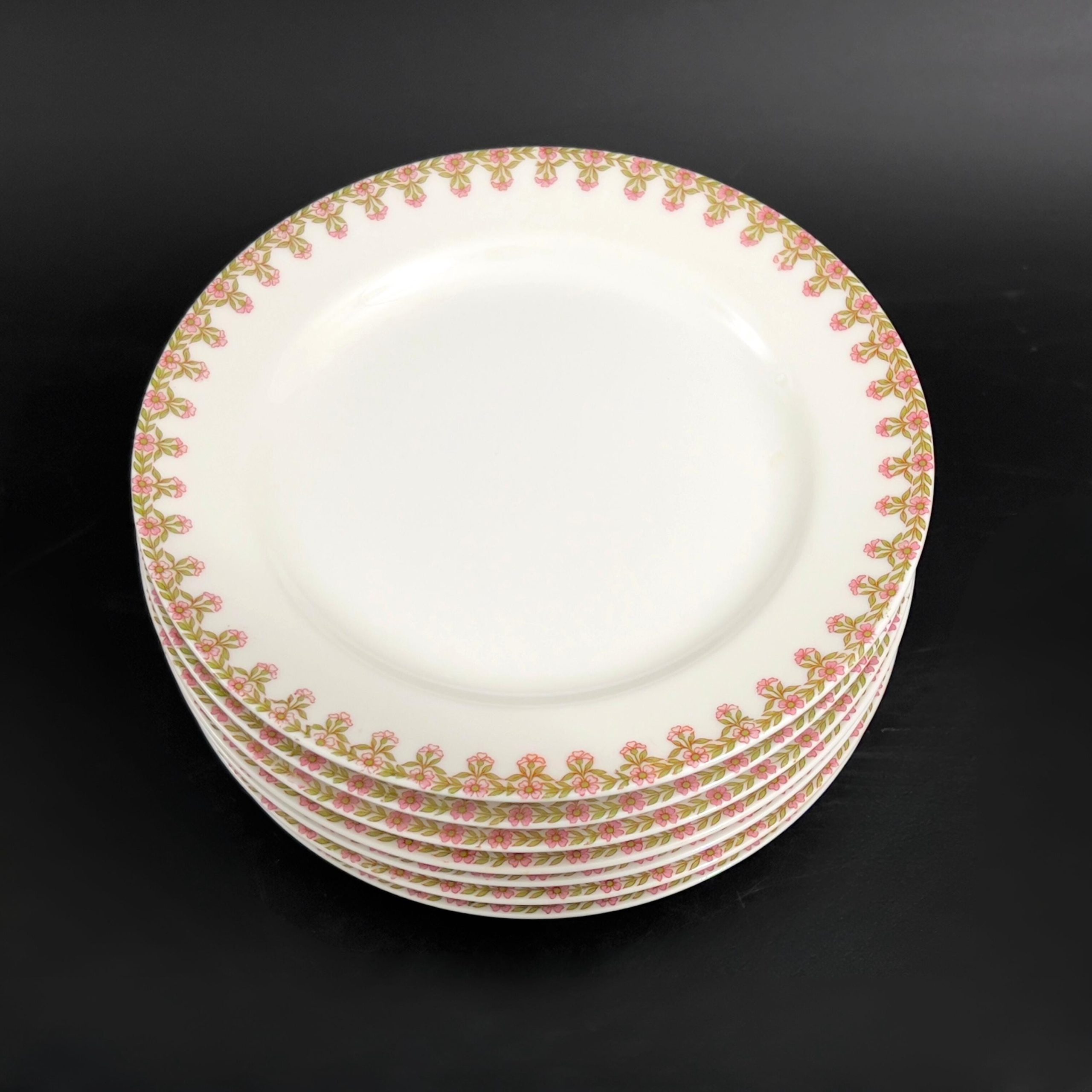 Antique Haviland Limoges Plates (Set of 7): Pink Roses, Schleiger 294