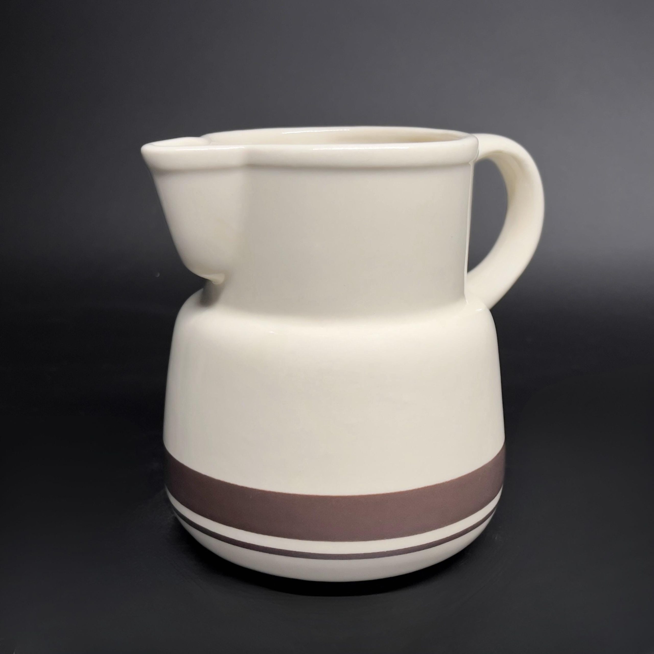 Vintage Nelson McCoy Stoneware Pitcher: 1970s Brown Stripe Barware