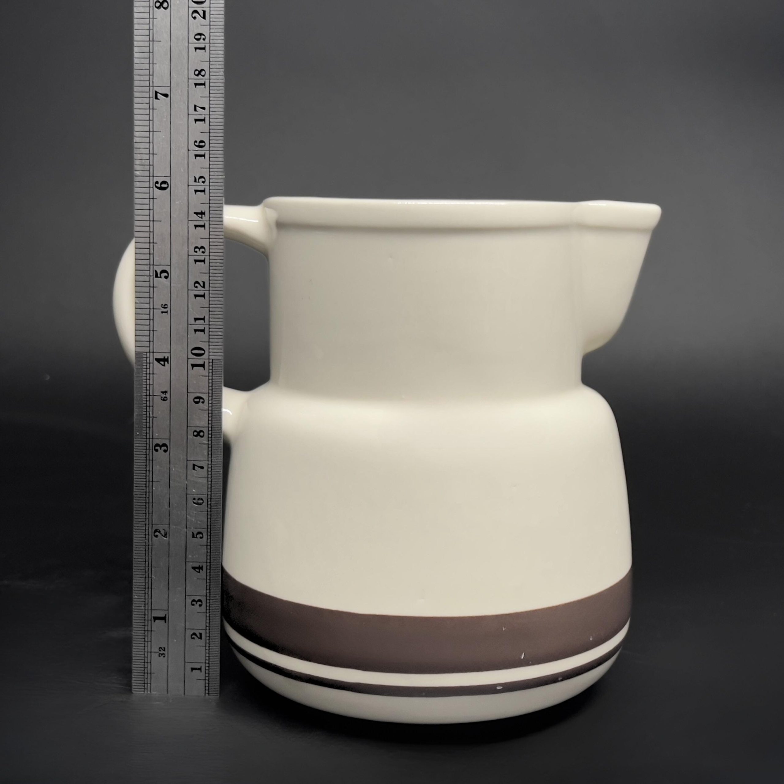 Vintage Nelson McCoy Stoneware Pitcher: 1970s Brown Stripe Barware - Image 8