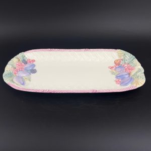 Vintage Hand-Painted Majolica Platter: Portuguese Fruit Basket Weave