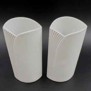 Manfred Frey Signed Kaiser Vase: Mid-Century Modern Op Art Bisque