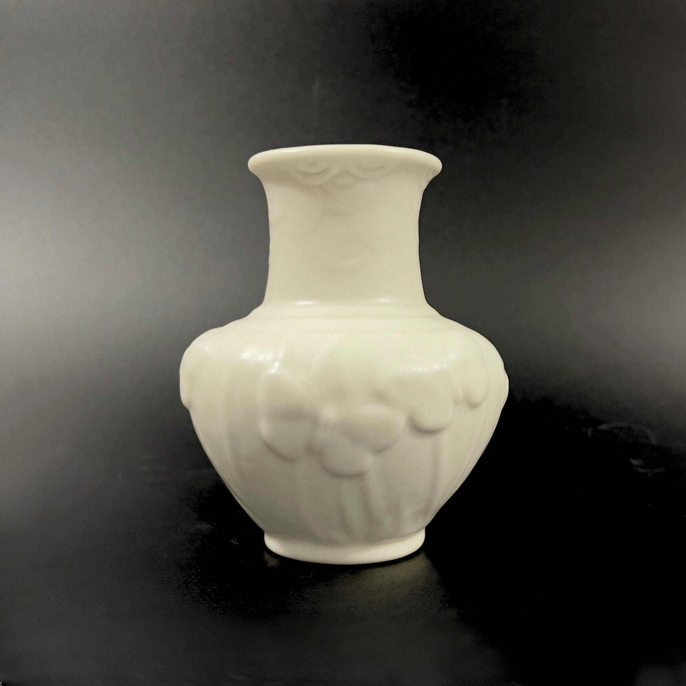 Vintage Rookwood Pottery Vase: Ivory Butterfly Floral, 1945 No. 6457