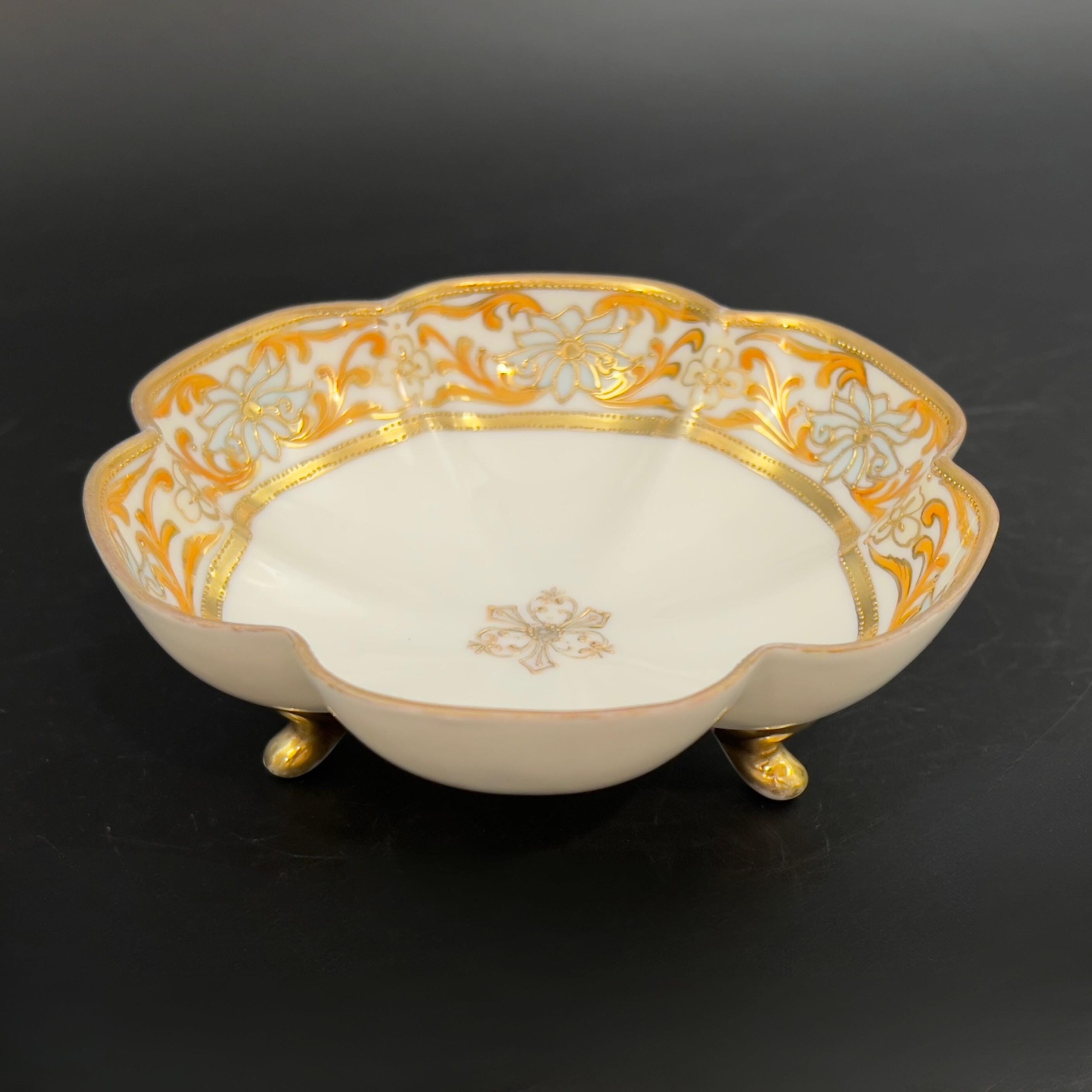 Antique Nippon Footed Bowl: Hand-Painted Floral Moriage Porcelain - Image 4