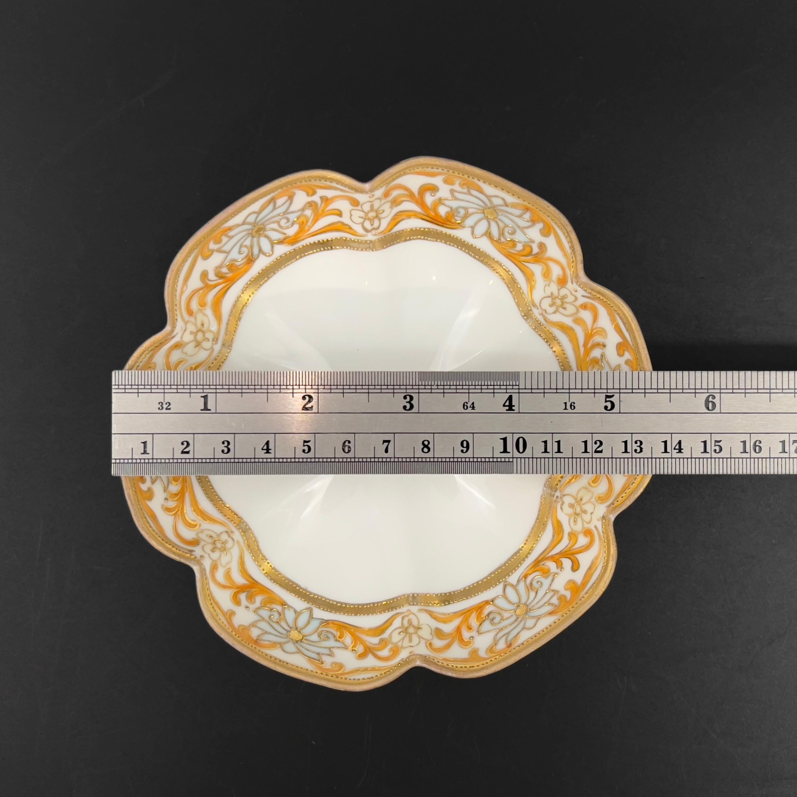 Antique Nippon Footed Bowl: Hand-Painted Floral Moriage Porcelain - Image 9