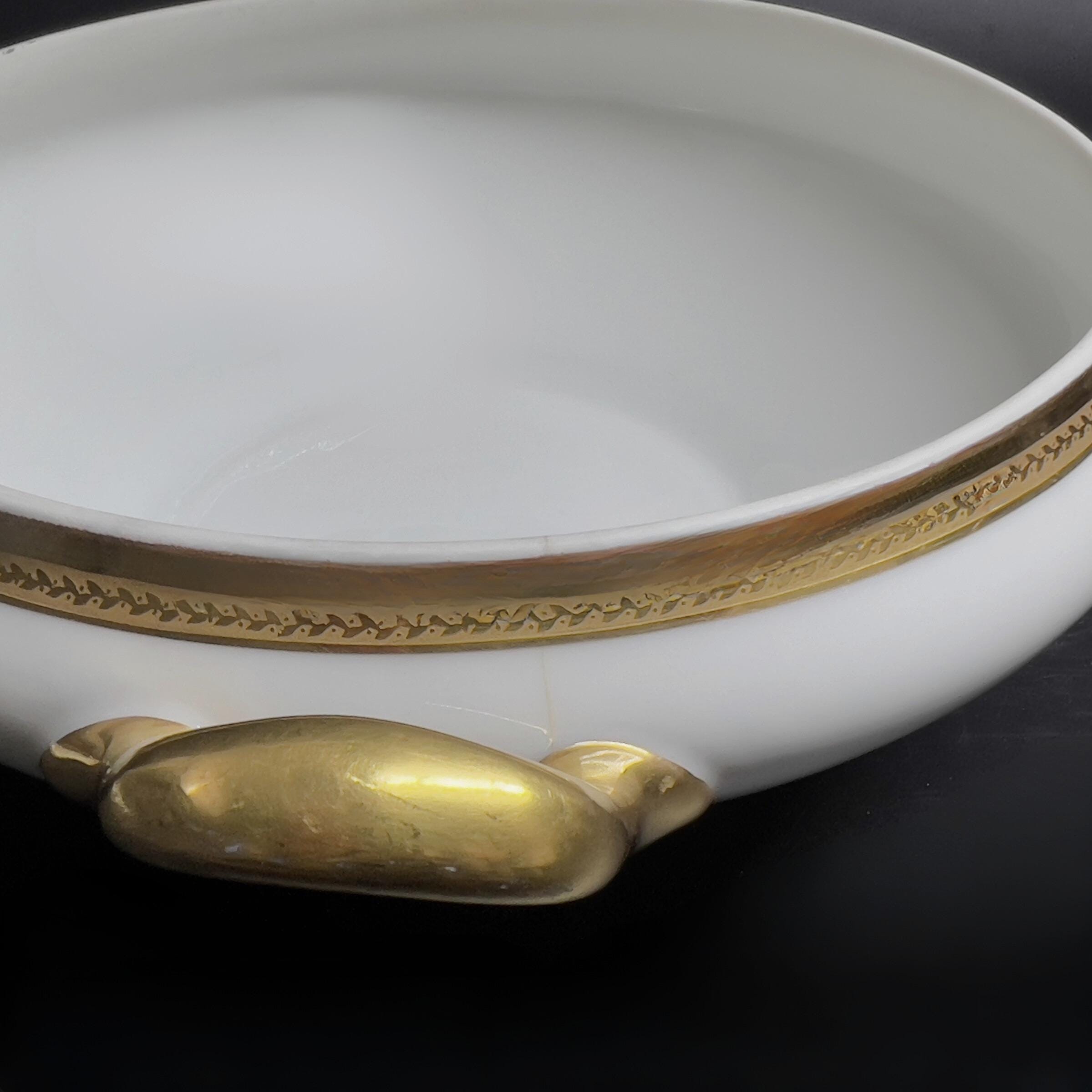 Vintage Limoges Porcelain Tureen: Jean Boyer Laurel Pattern, Gold Accents - Image 10