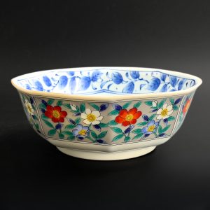 Vintage Arita Porcelain Bowl: Ryofu Kiln Floral Decor, Mid-Century Japan