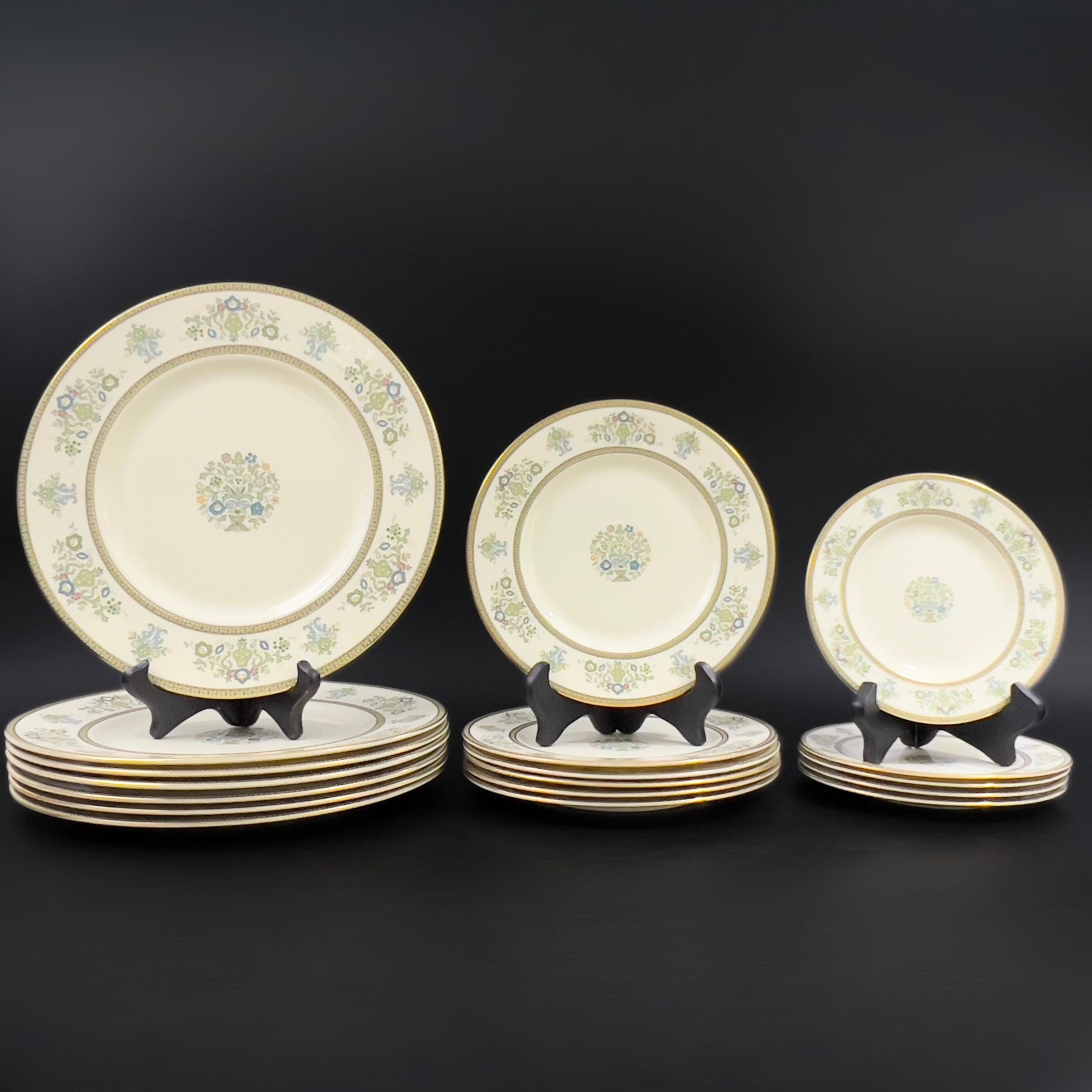 Vintage Minton Henley Plates: English Floral Dinnerware with Gold Trim