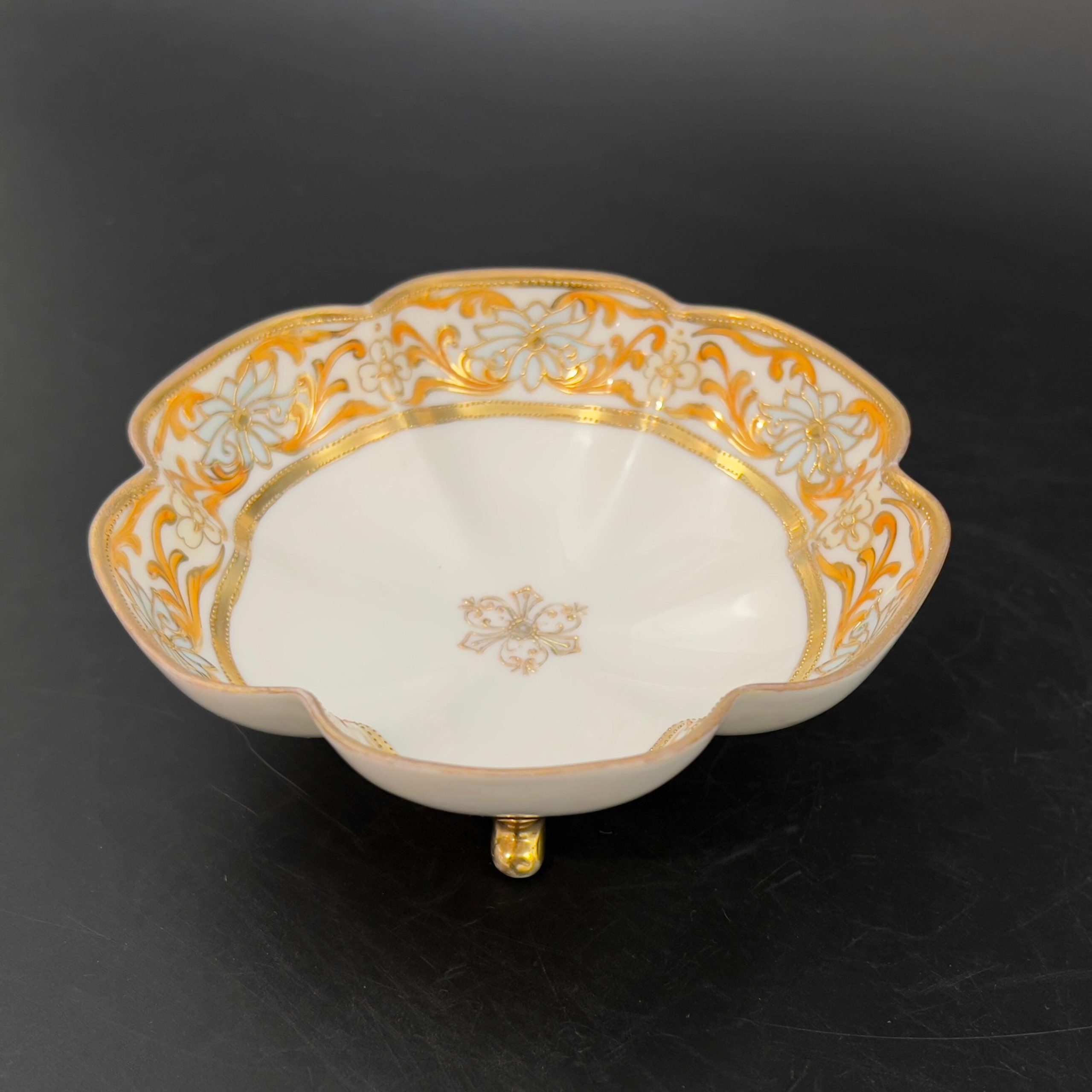 Antique Nippon Footed Bowl: Hand-Painted Floral Moriage Porcelain - Image 3