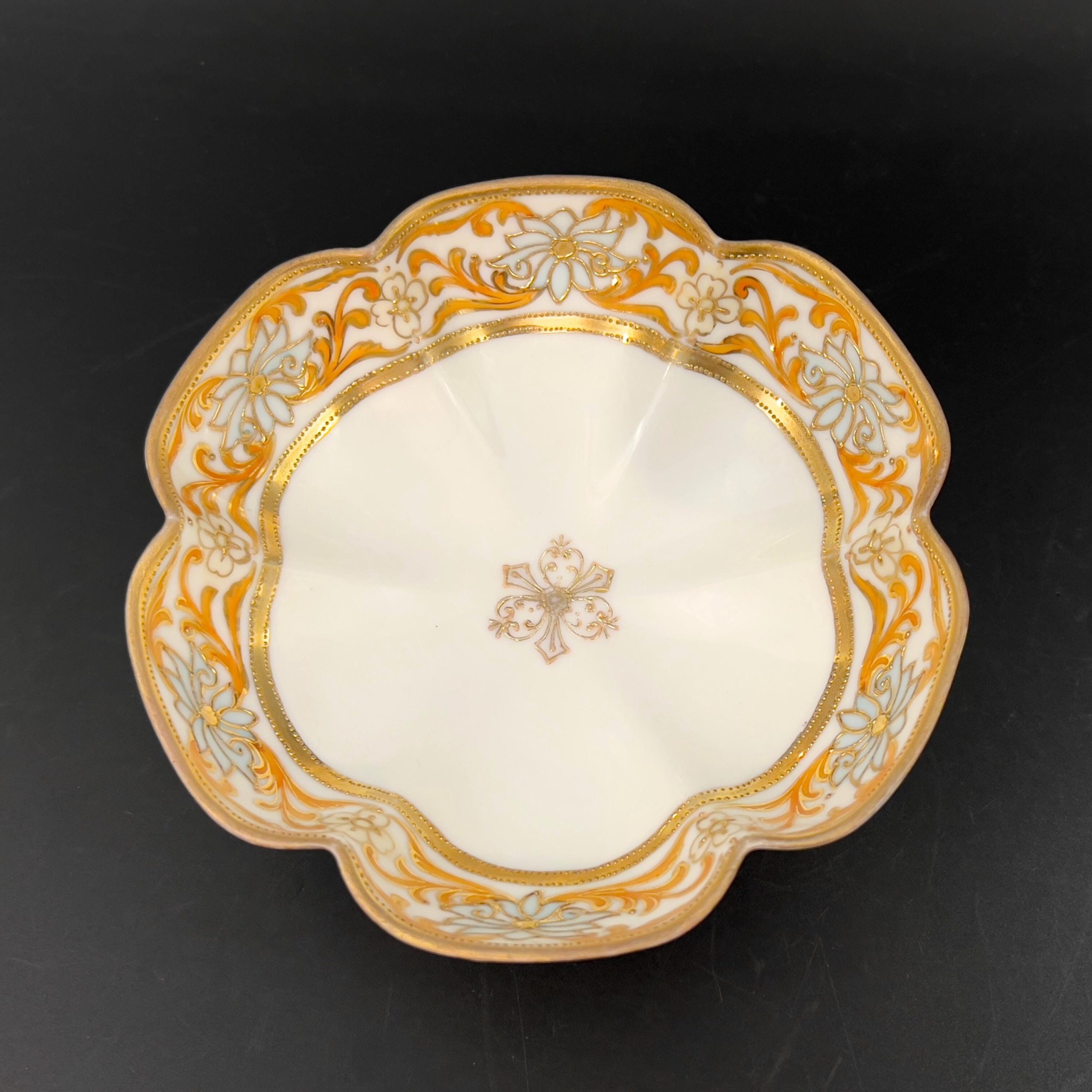 Antique Nippon Footed Bowl: Hand-Painted Floral Moriage Porcelain - Image 7
