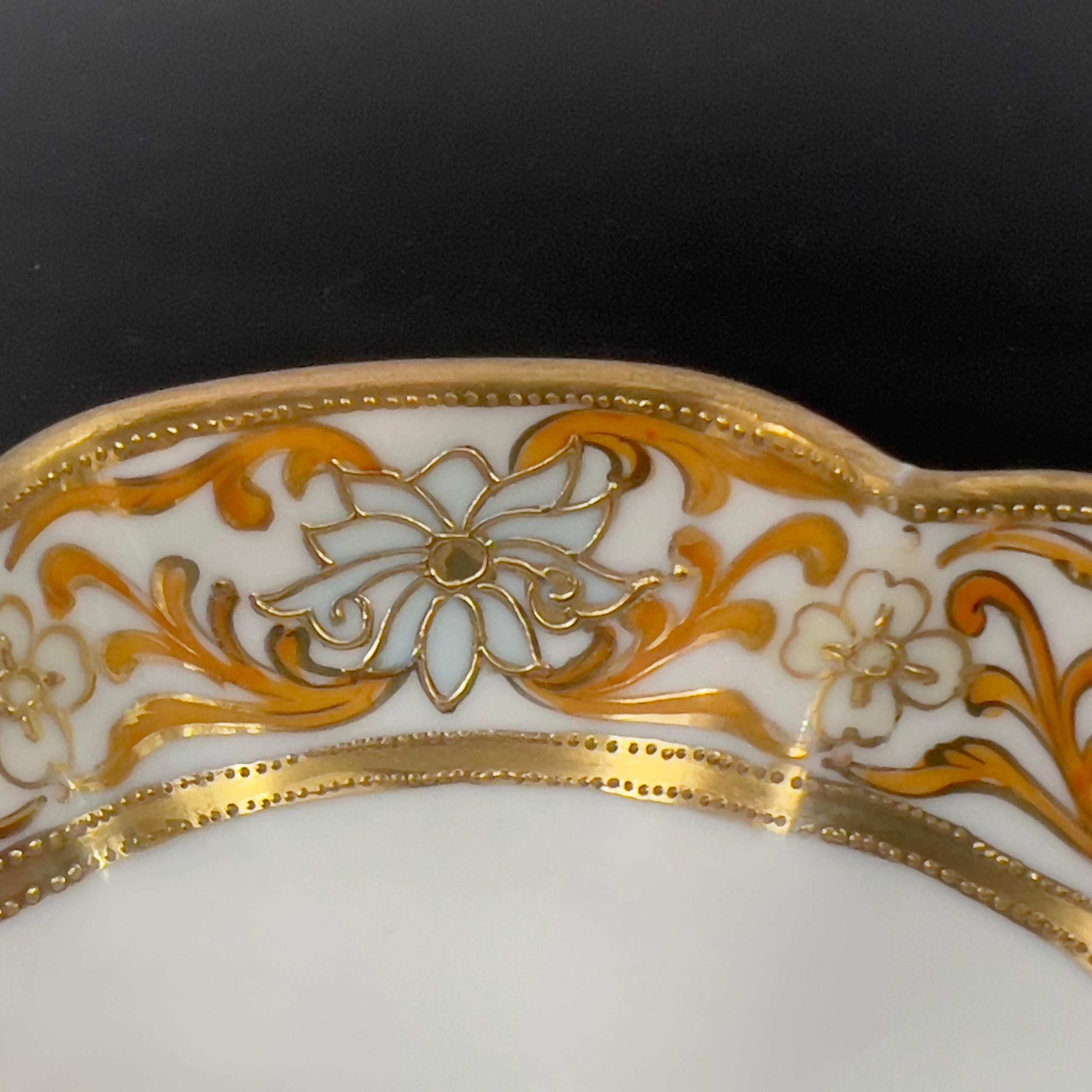 Antique Nippon Footed Bowl: Hand-Painted Floral Moriage Porcelain - Image 6