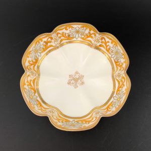 Antique Nippon Footed Bowl: Hand-Painted Floral Moriage Porcelain