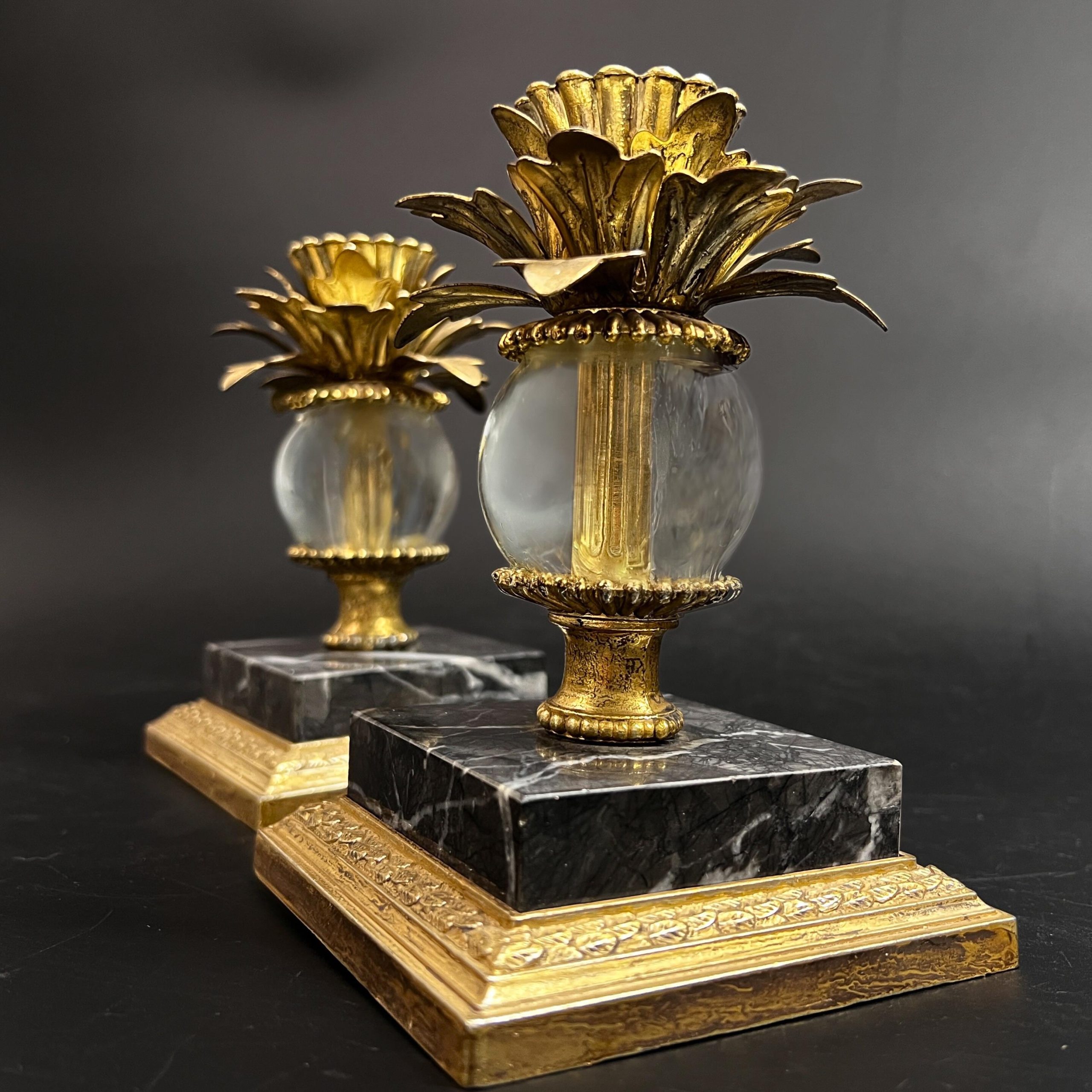 Vintage Brass Pineapple Candle Holders: Hollywood Regency Marble Base Pair - Image 6