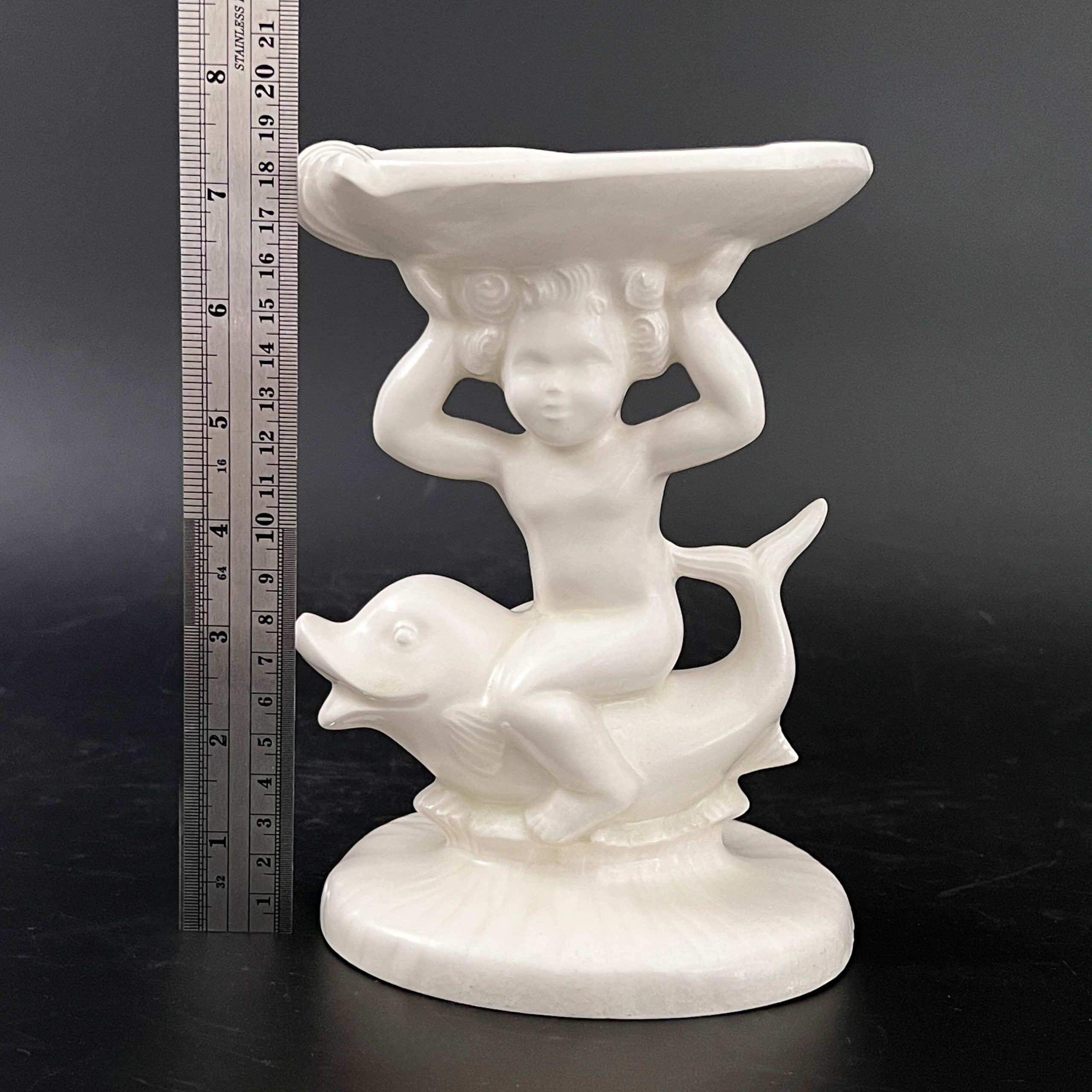 Vintage Holland Mold Cherub Dolphin Soap Dish: White Ceramic Eclectic Decor - Image 9