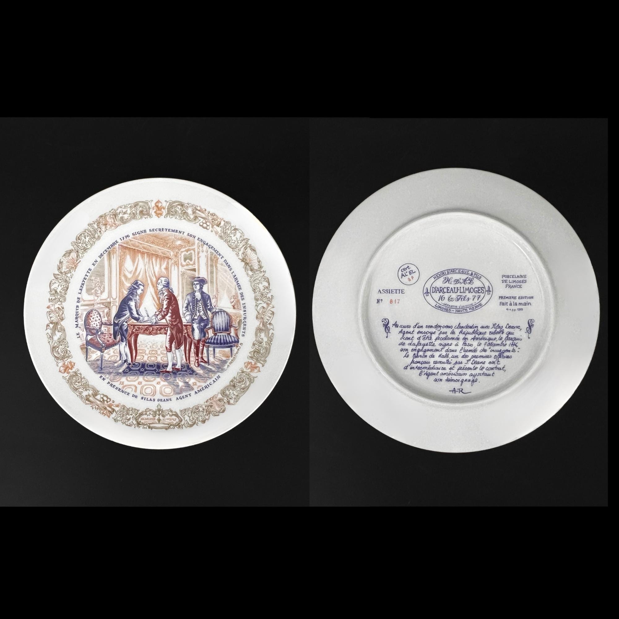 Limoges Porcelain Wall Plates: Lafayette Legacy, American Revolution Scenes, Set of 6 - Image 5