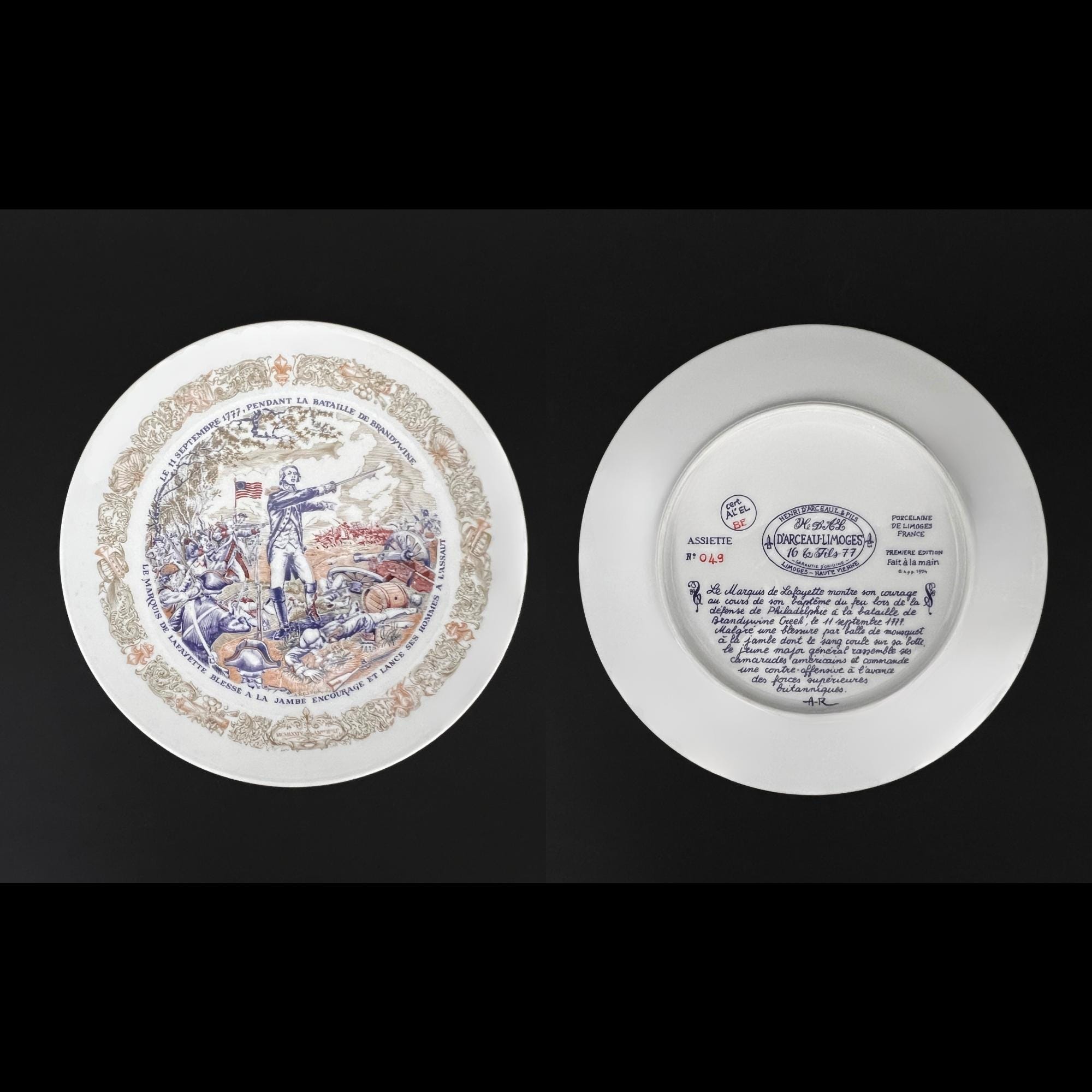 Limoges Porcelain Wall Plates: Lafayette Legacy, American Revolution Scenes, Set of 6 - Image 3