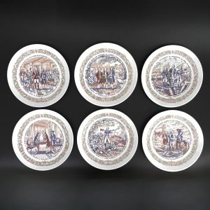 Limoges Porcelain Wall Plates: Lafayette Legacy, American Revolution Scenes, Set of 6