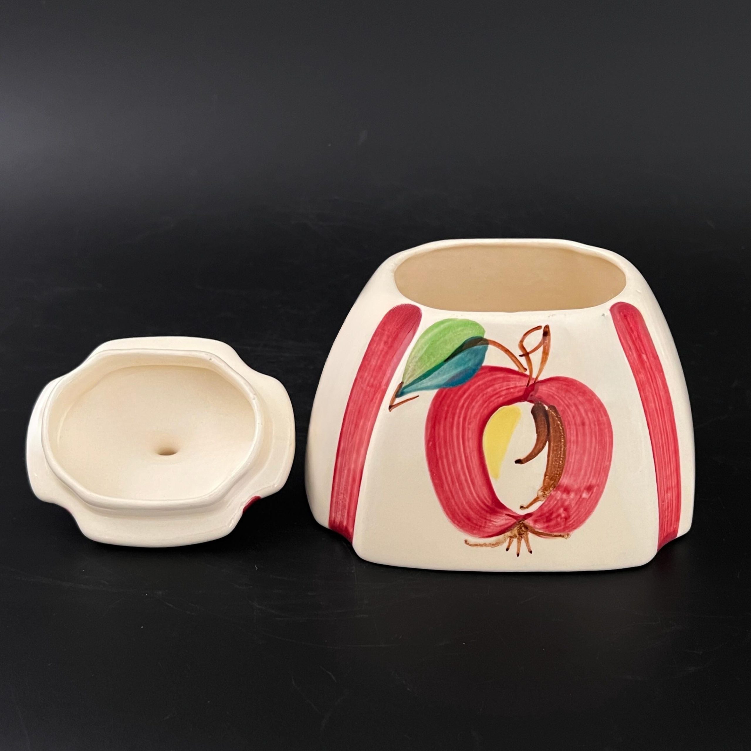 Vintage Purinton Pottery Jar: Hand-Painted Apple Pattern, 1940s Kitchen Decor - Image 3