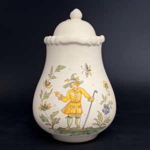 Vintage Moulin des Loups Jar: French Provincial Pottery with Shepherd