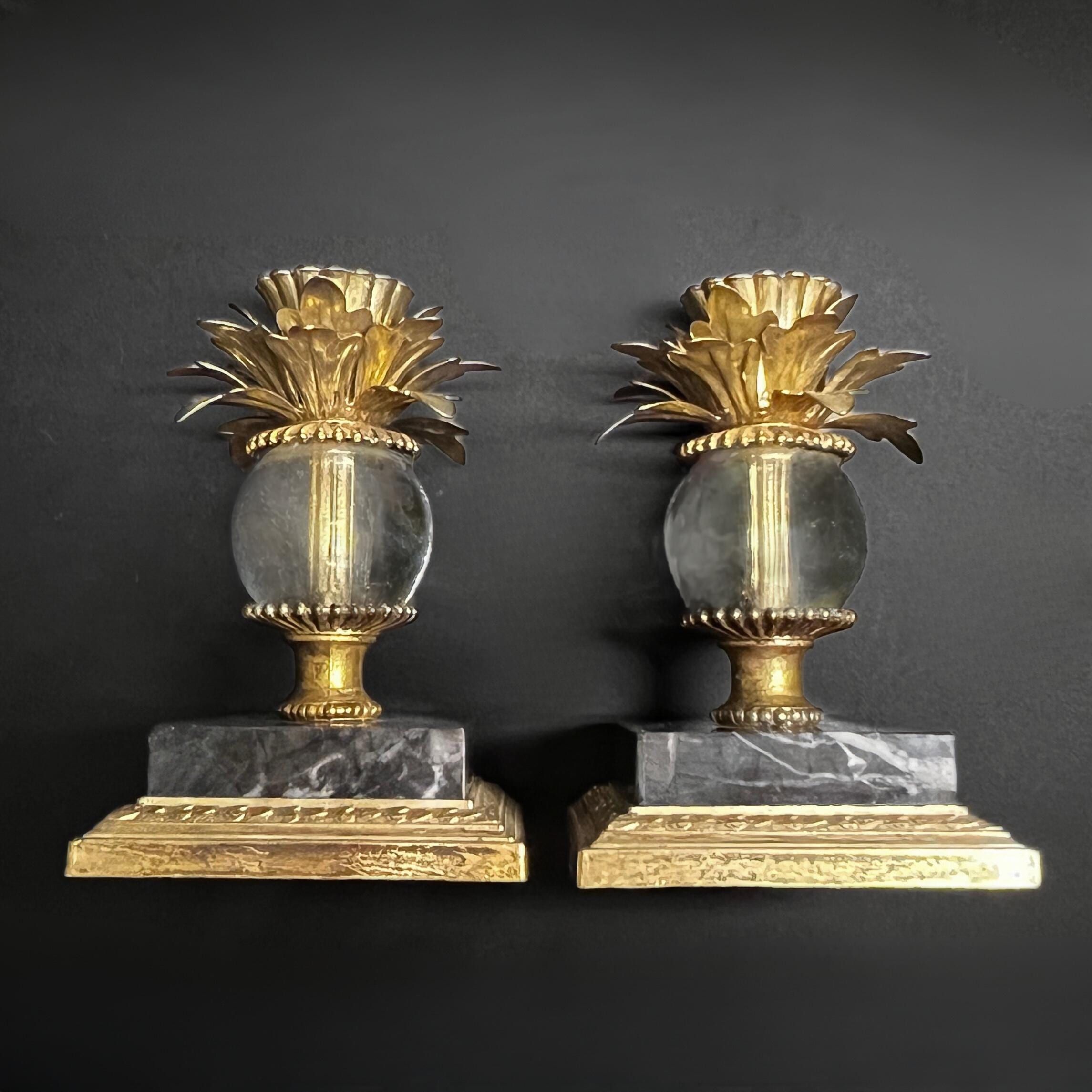 Vintage Brass Pineapple Candle Holders: Hollywood Regency Marble Base Pair - Image 5