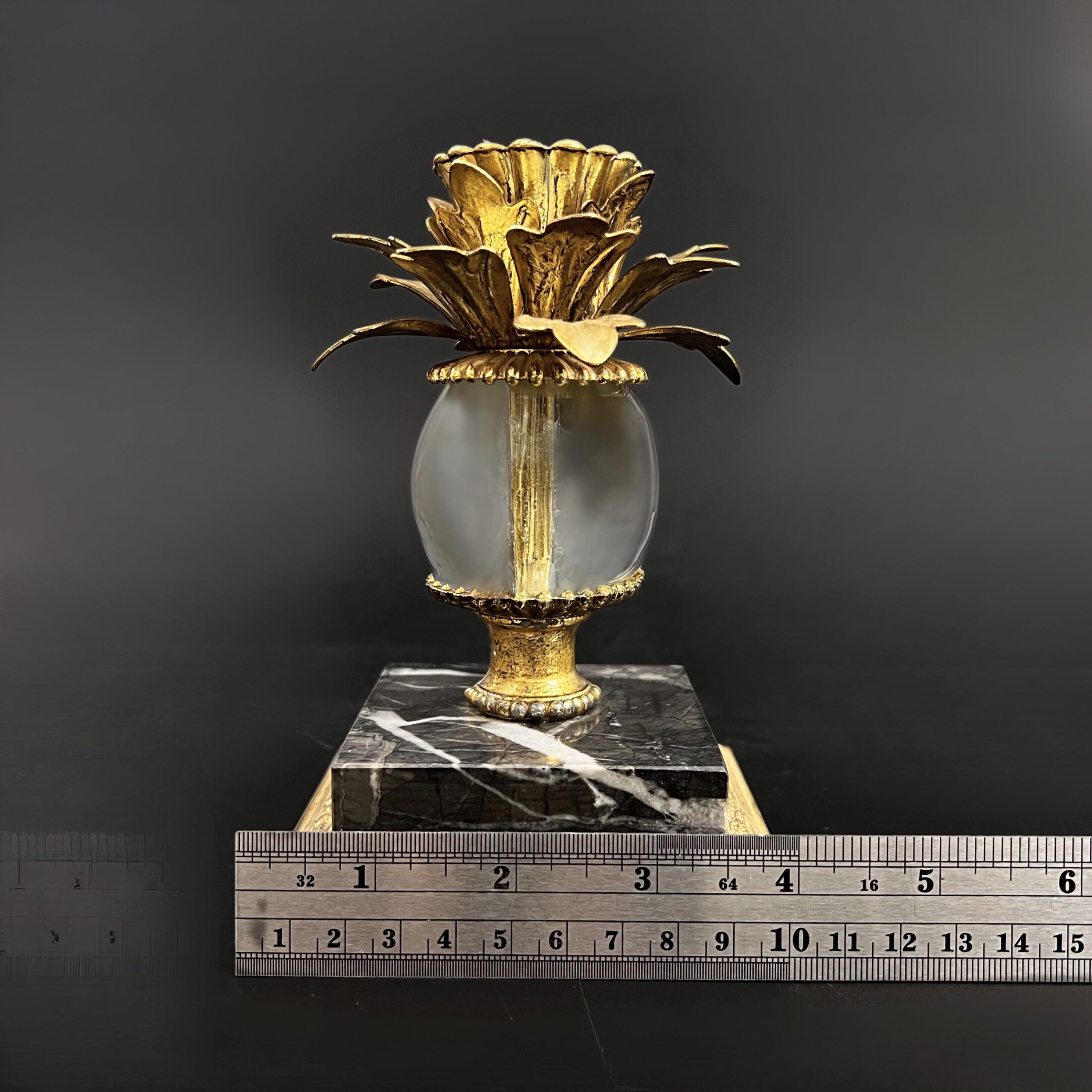 Vintage Brass Pineapple Candle Holders: Hollywood Regency Marble Base Pair - Image 10