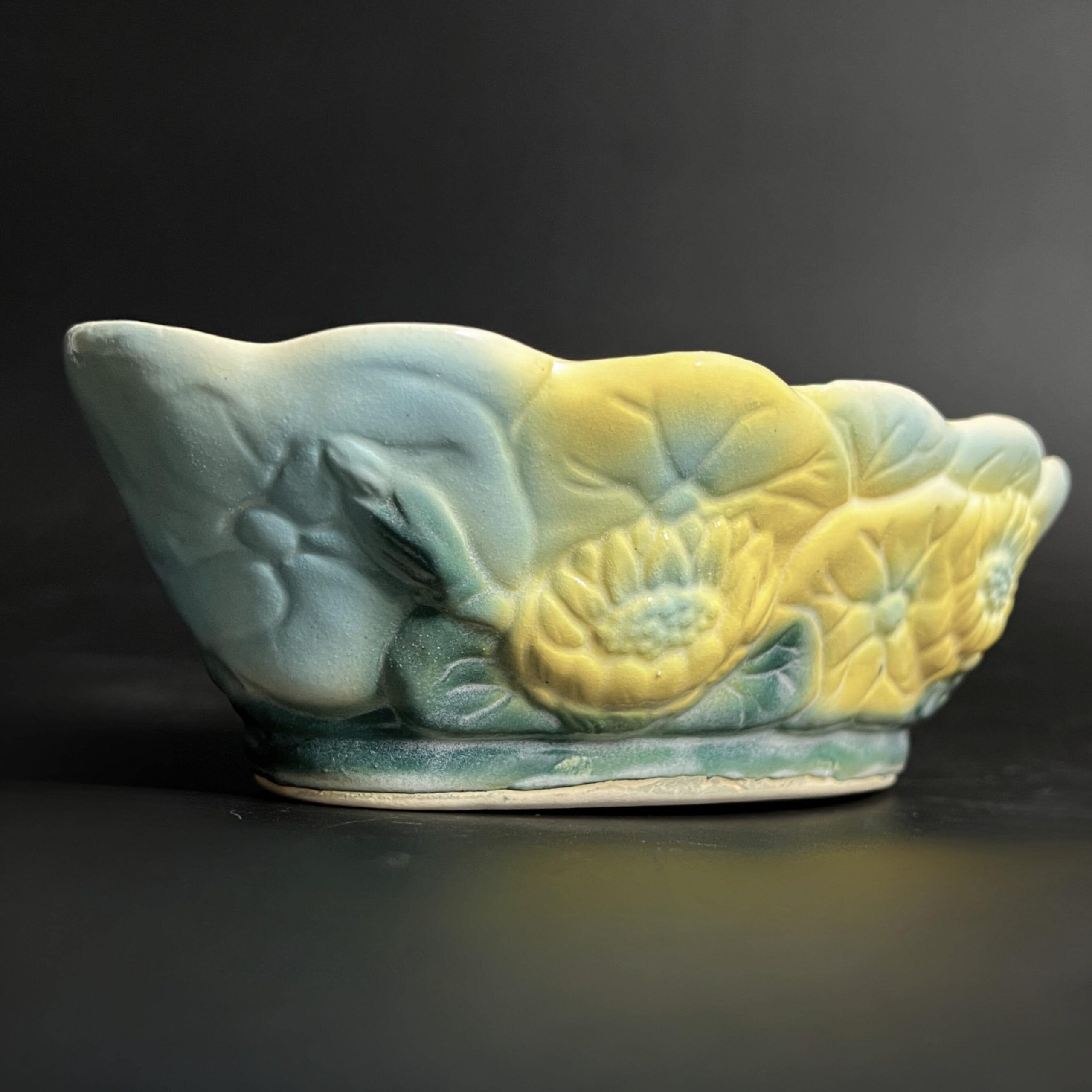Vintage Cookson Pottery Planter: Yellow & Blue Floral, Mid-Century Collectible - Image 6