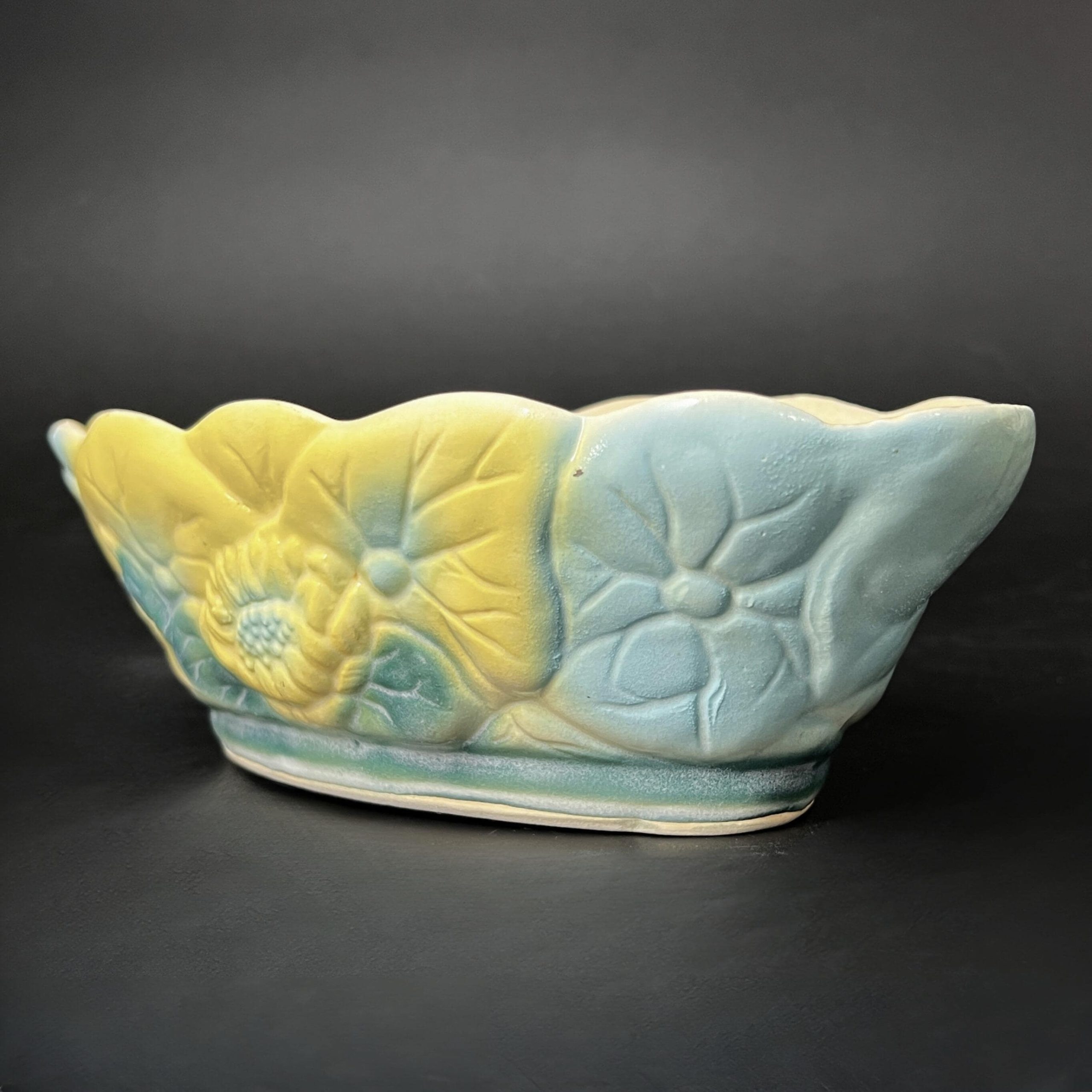 Vintage Cookson Pottery Planter: Yellow & Blue Floral, Mid-Century Collectible - Image 5