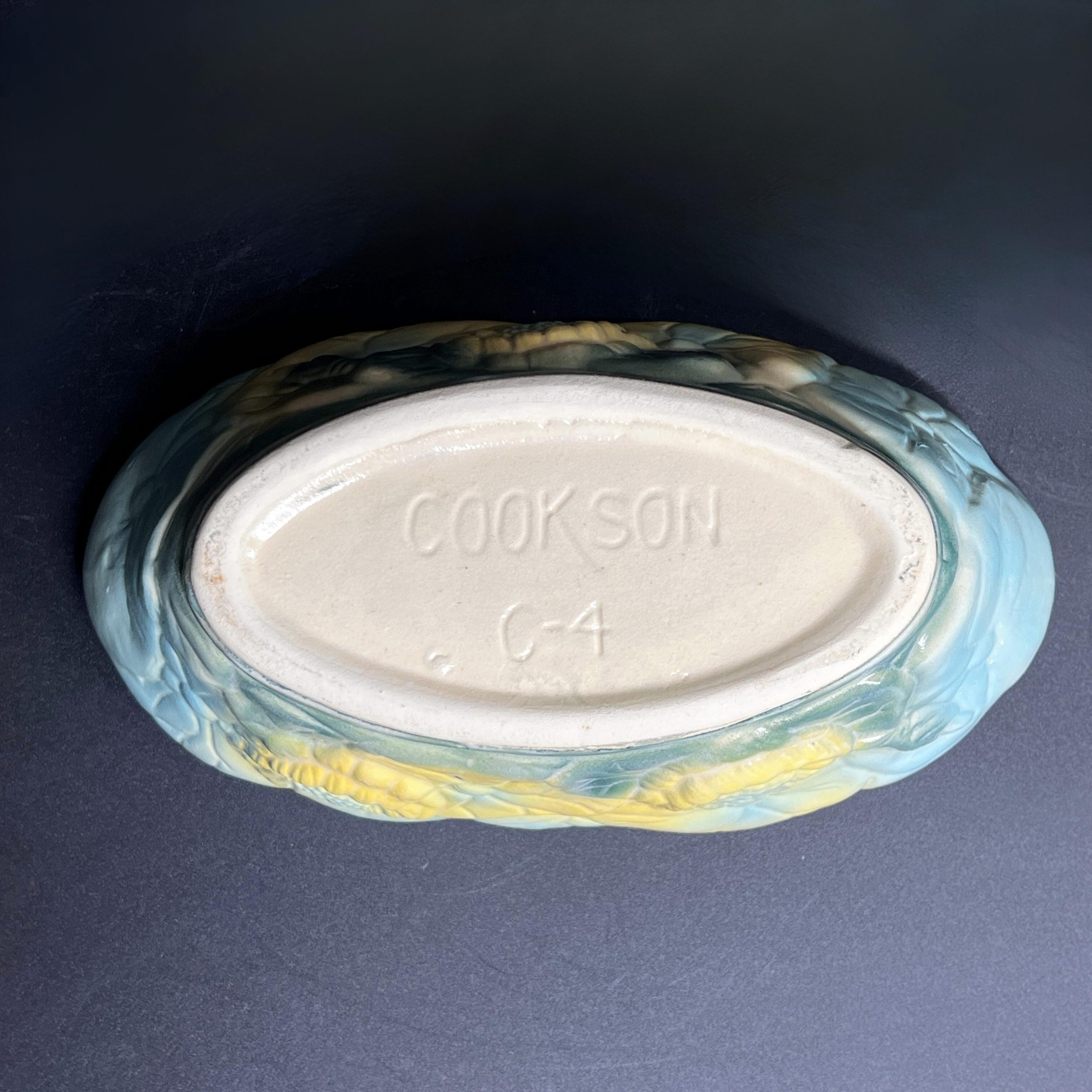 Vintage Cookson Pottery Planter: Yellow & Blue Floral, Mid-Century Collectible - Image 11
