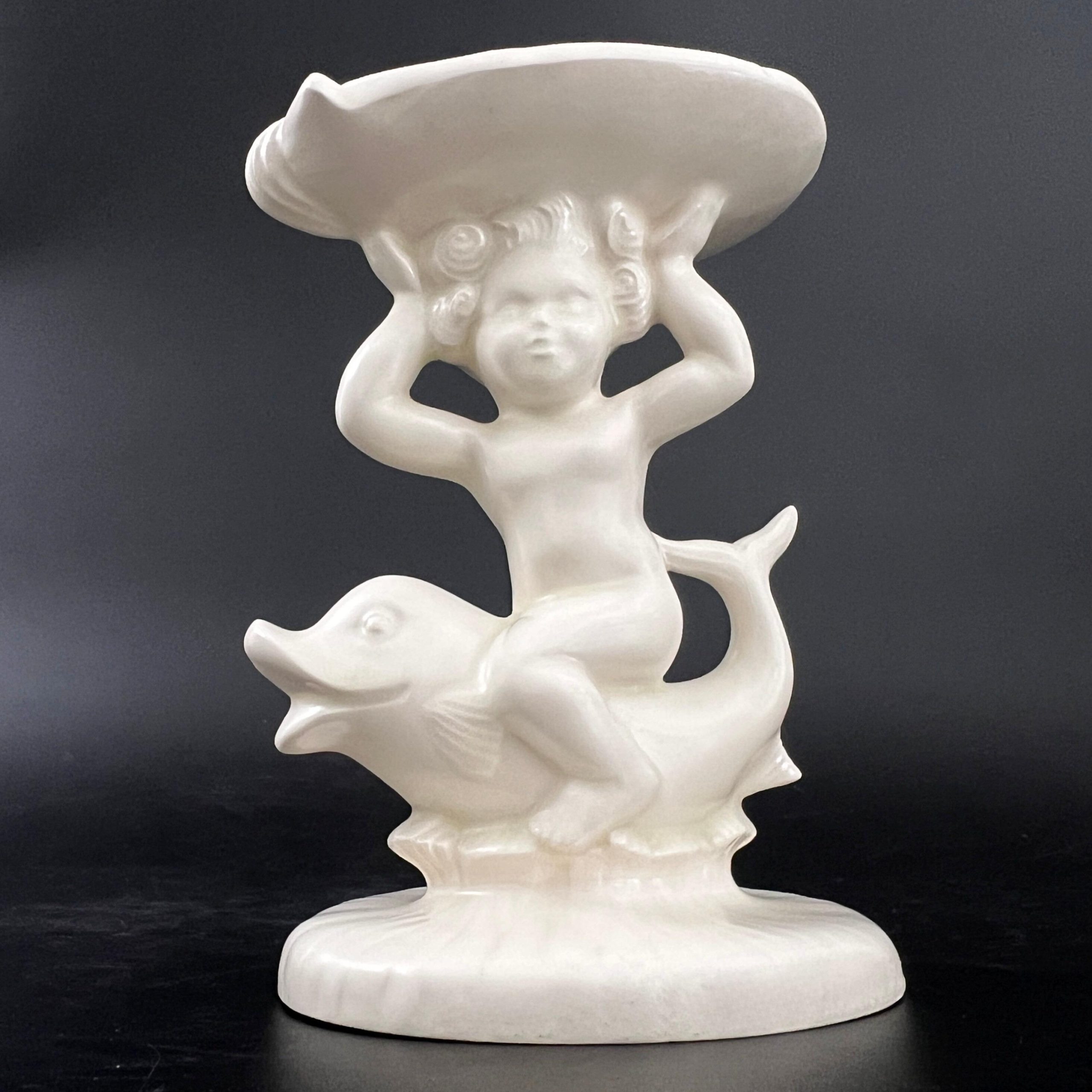 Vintage Holland Mold Cherub Dolphin Soap Dish: White Ceramic Eclectic Decor - Image 7