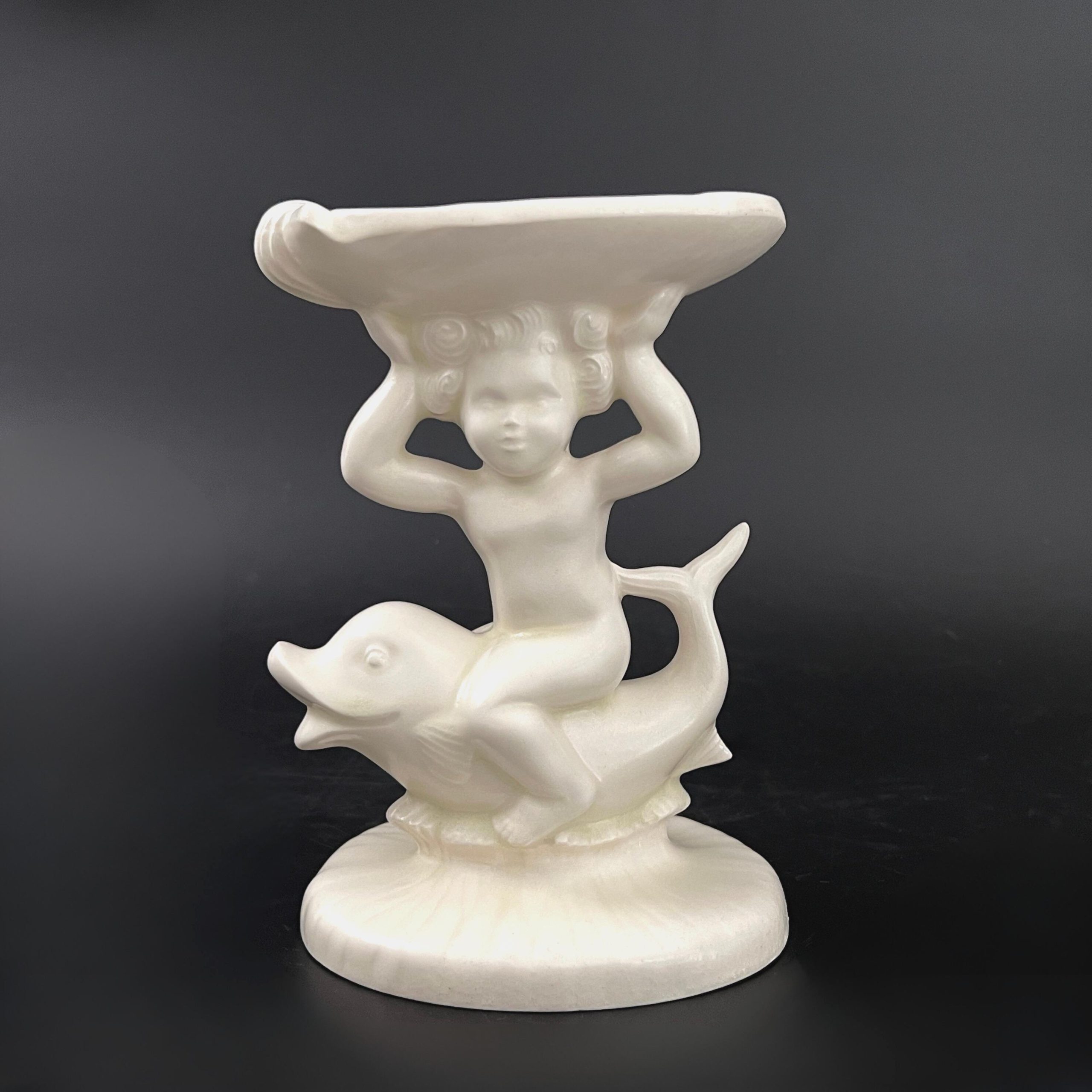Vintage Holland Mold Cherub Dolphin Soap Dish: White Ceramic Eclectic Decor - Image 3