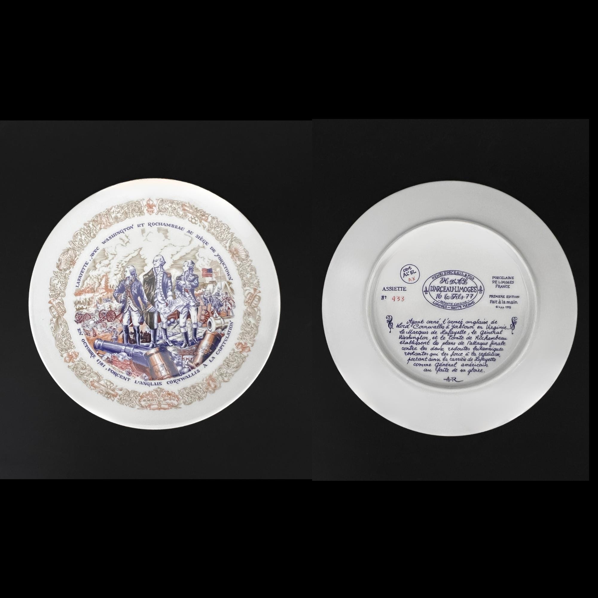 Limoges Porcelain Wall Plates: Lafayette Legacy, American Revolution Scenes, Set of 6 - Image 6