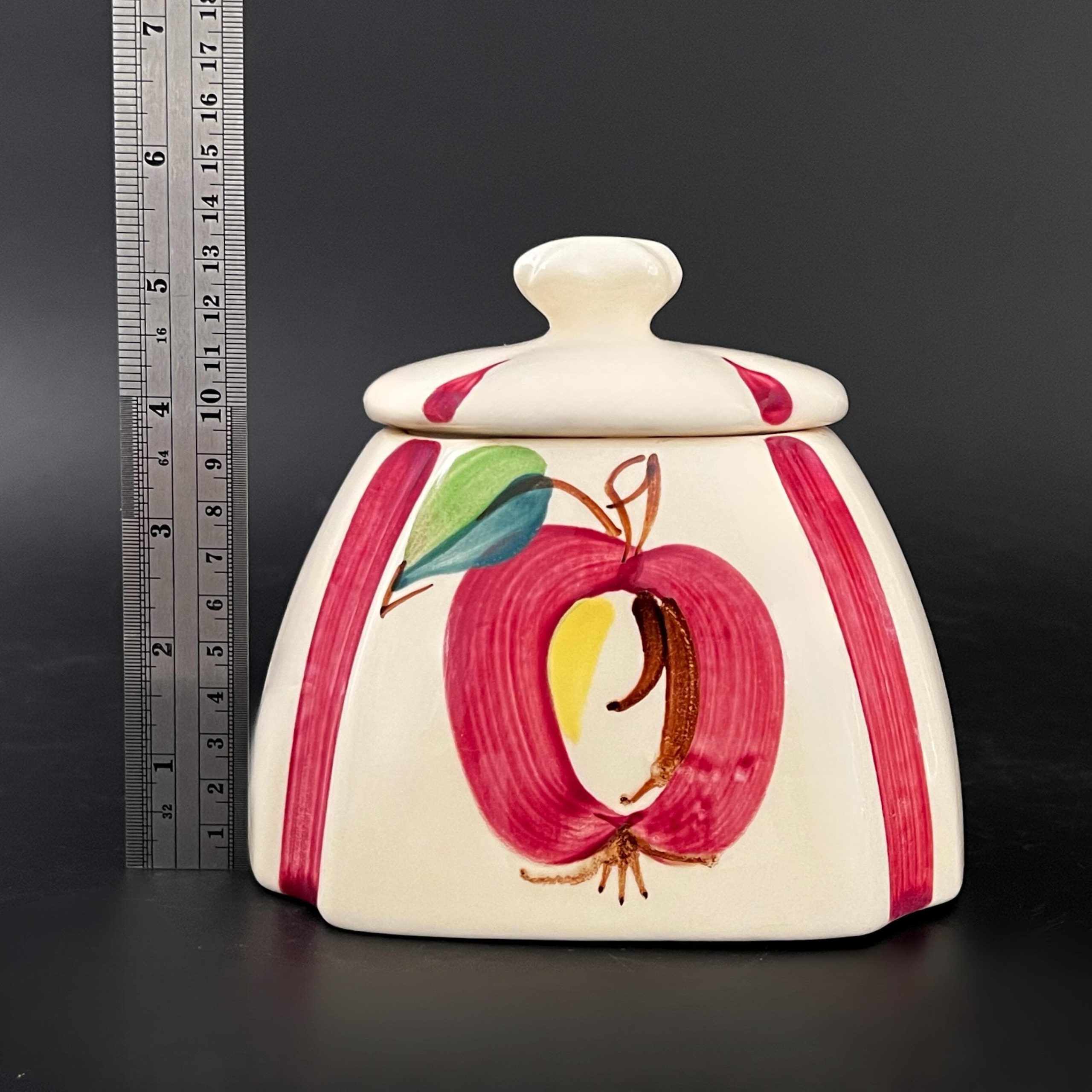 Vintage Purinton Pottery Jar: Hand-Painted Apple Pattern, 1940s Kitchen Decor - Image 9