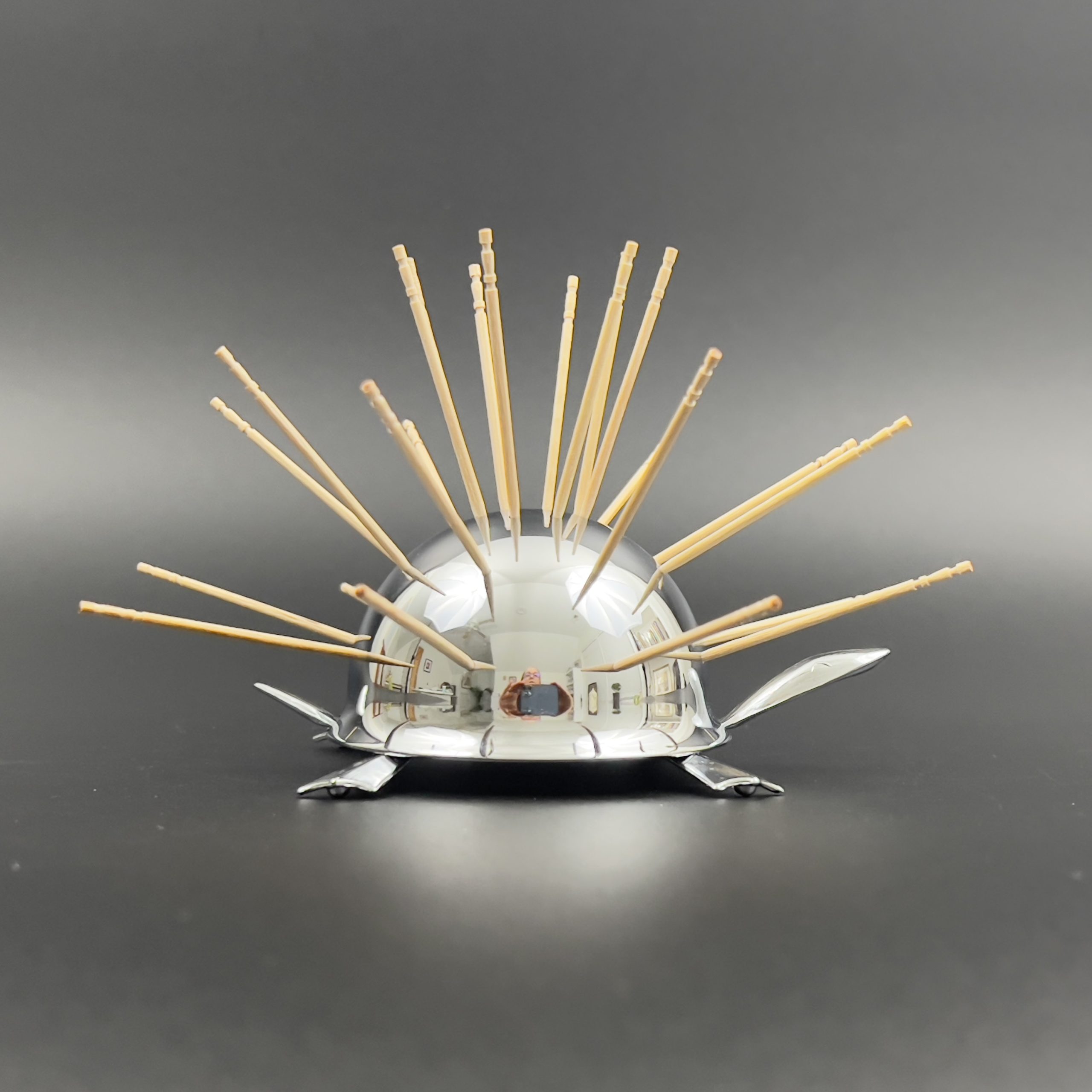 Vintage Irvinware Chrome Turtle Toothpick Holder: Midcentury Barware - Image 6