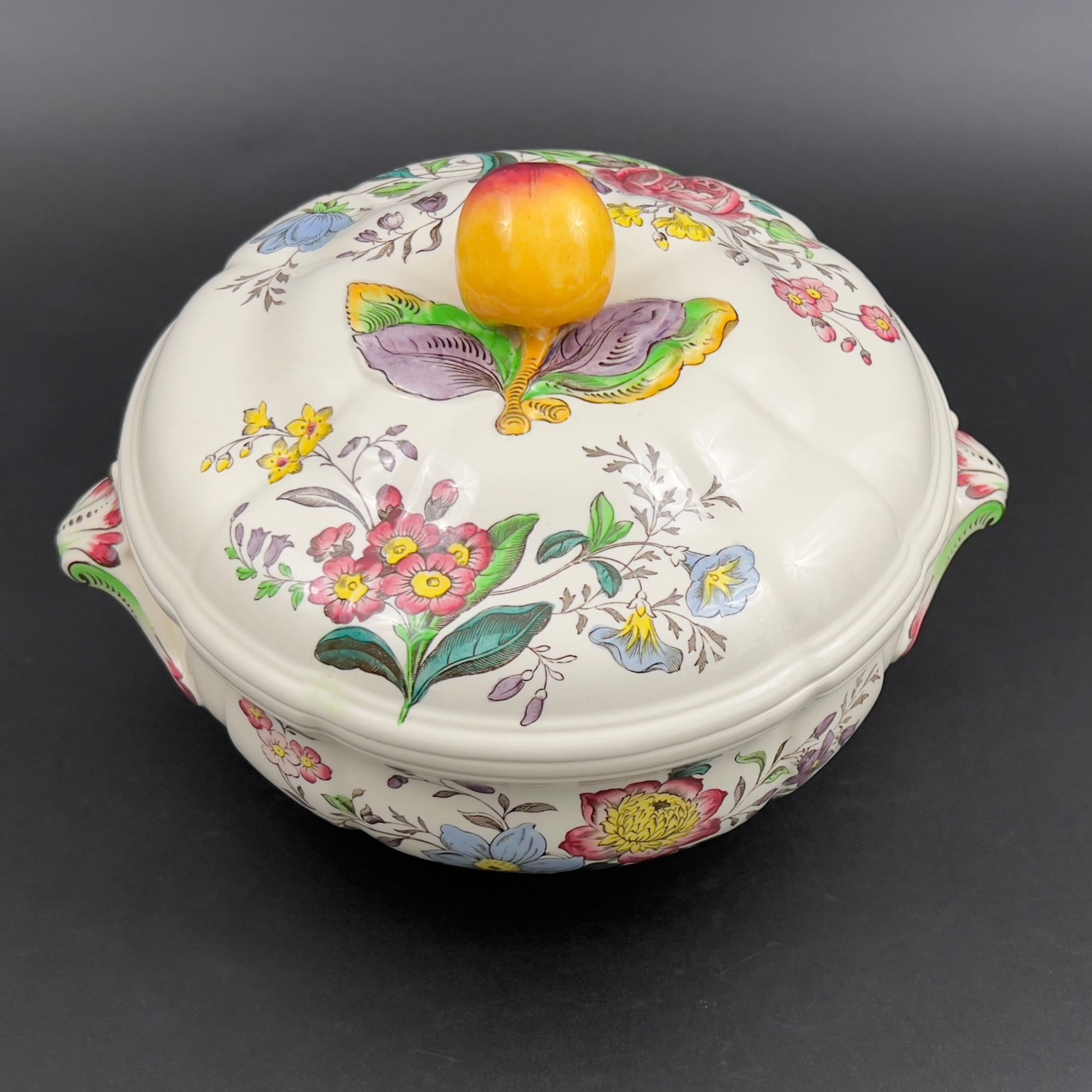 Vintage Spode Gainsborough Tureen: Floral Lidded Casserole with Apple Finial - Image 5