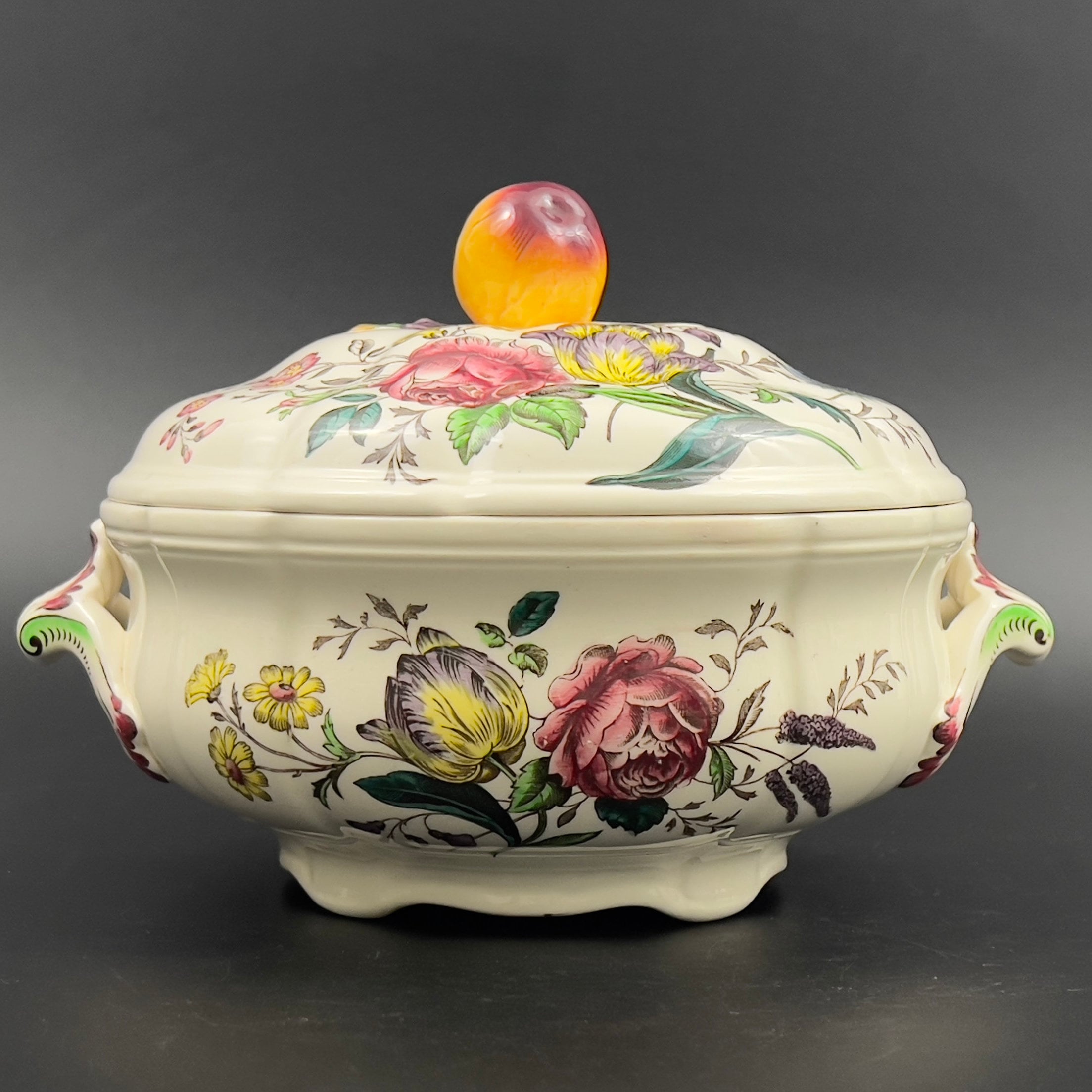 Vintage Spode Gainsborough Tureen: Floral Lidded Casserole with Apple Finial - Image 4