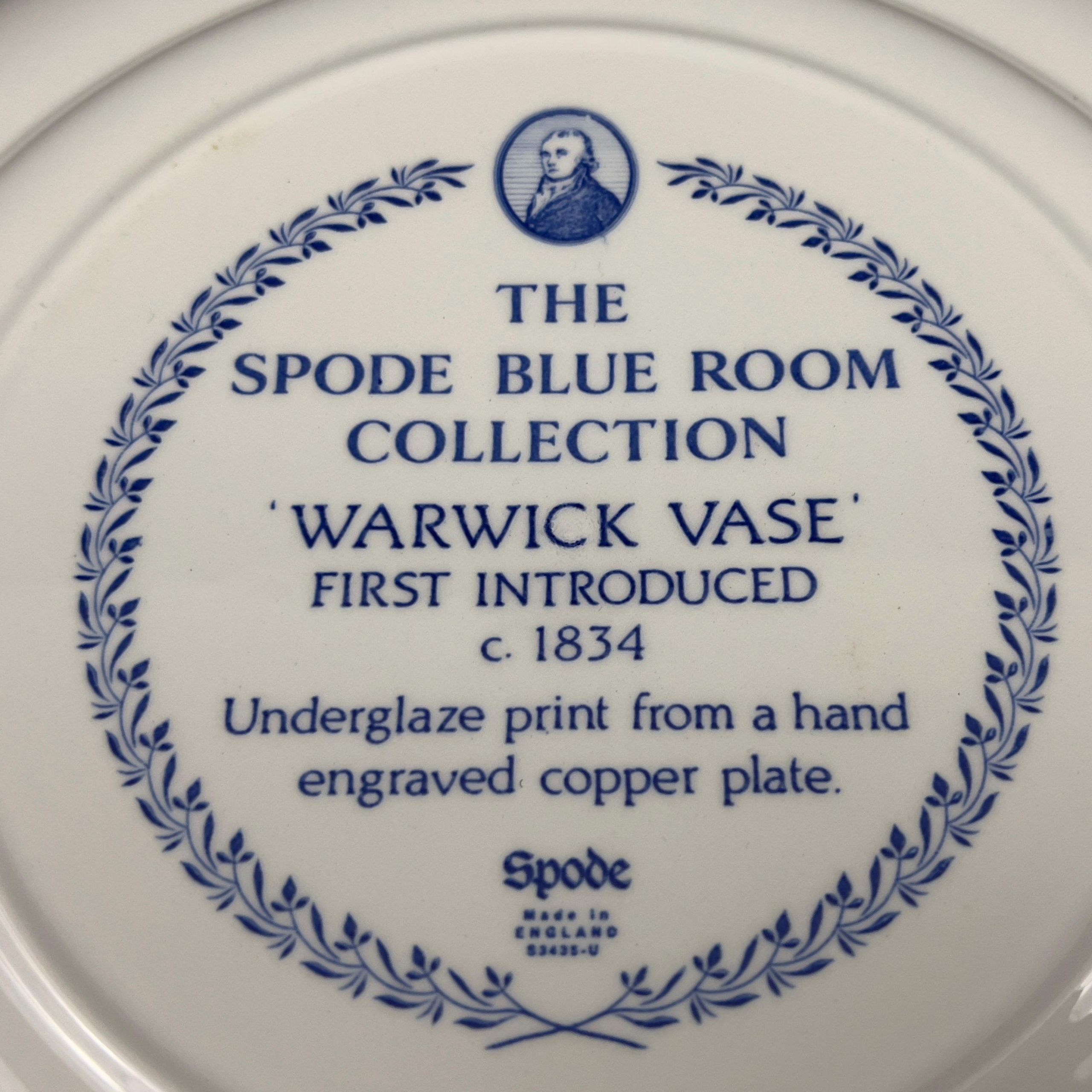 Vintage Spode Blue Room Plate: Warwick Vase, Blue & White Decor - Image 11