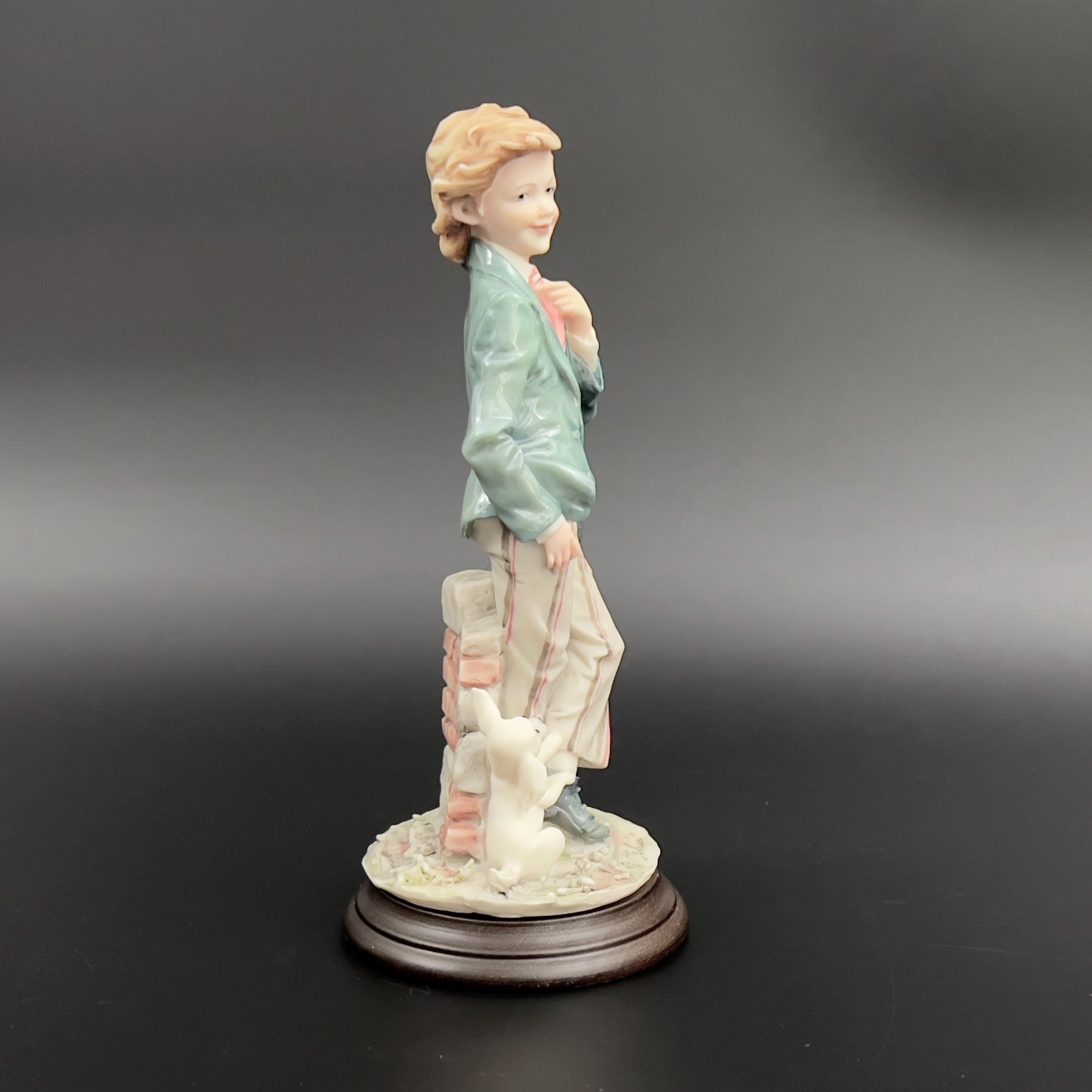Vintage A. Belcari Italian Ceramic Figurine: Young Adult with Dog - Image 3