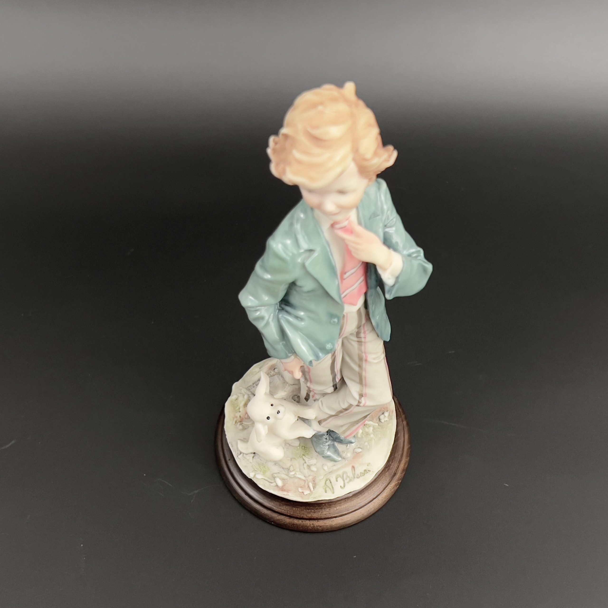 Vintage A. Belcari Italian Ceramic Figurine: Young Adult with Dog - Image 8