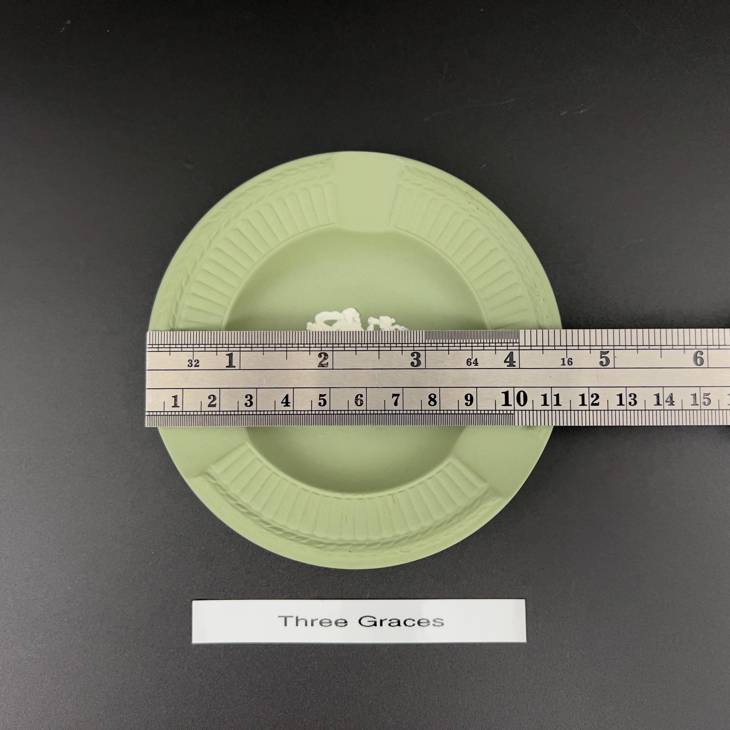 Vintage Wedgwood Sage Green Jasperware Ashtray Set: Neoclassical Decor - Image 10