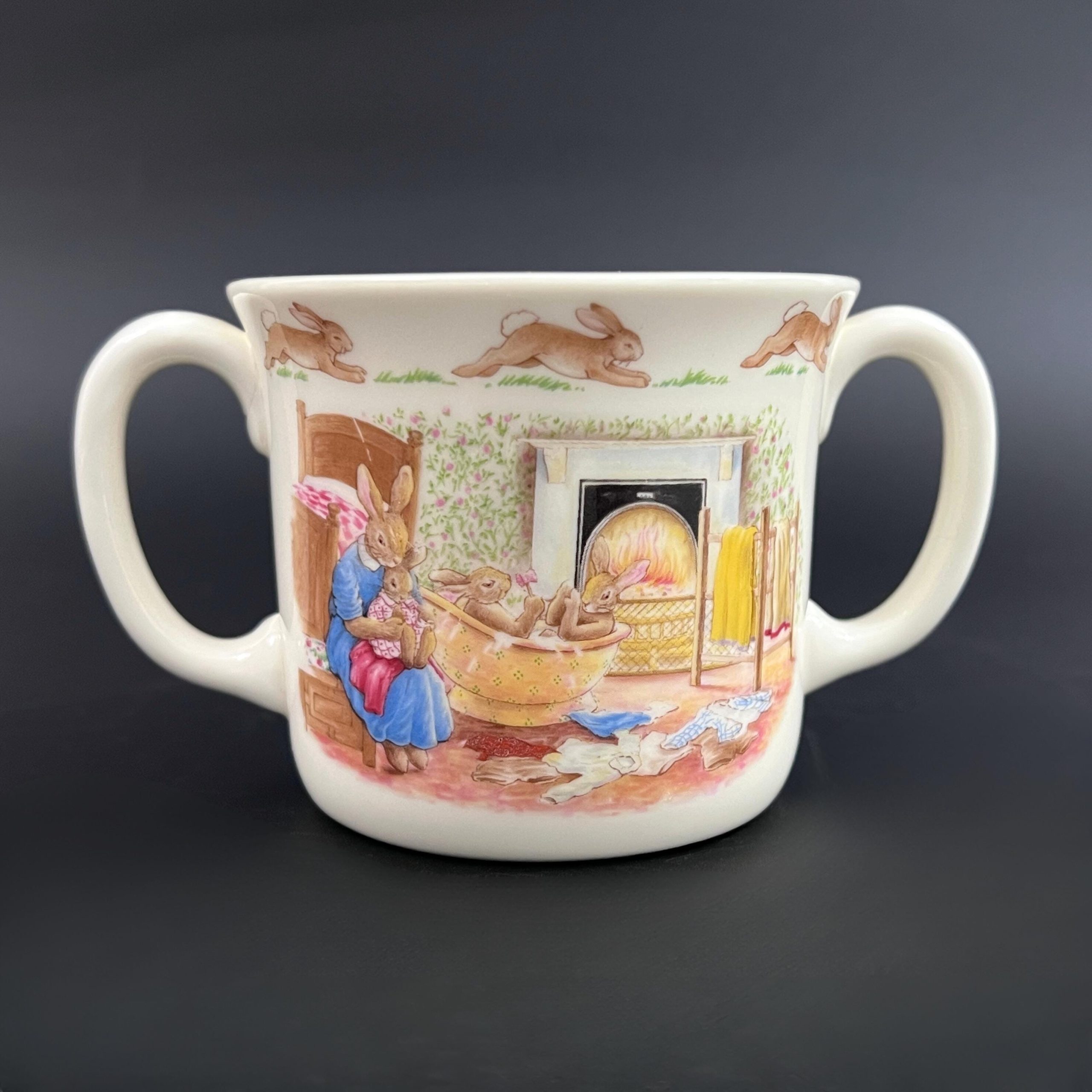 Vintage Royal Doulton Bunnykins Plate and Double Handle Cup - 1988 Bone China - Image 5
